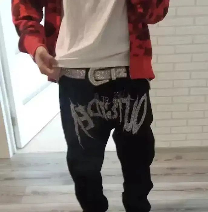Japanese Brand Hot Rhinestone Outsiders Denim Pant Size US 30 / EU 46 - 2 Thumbnail