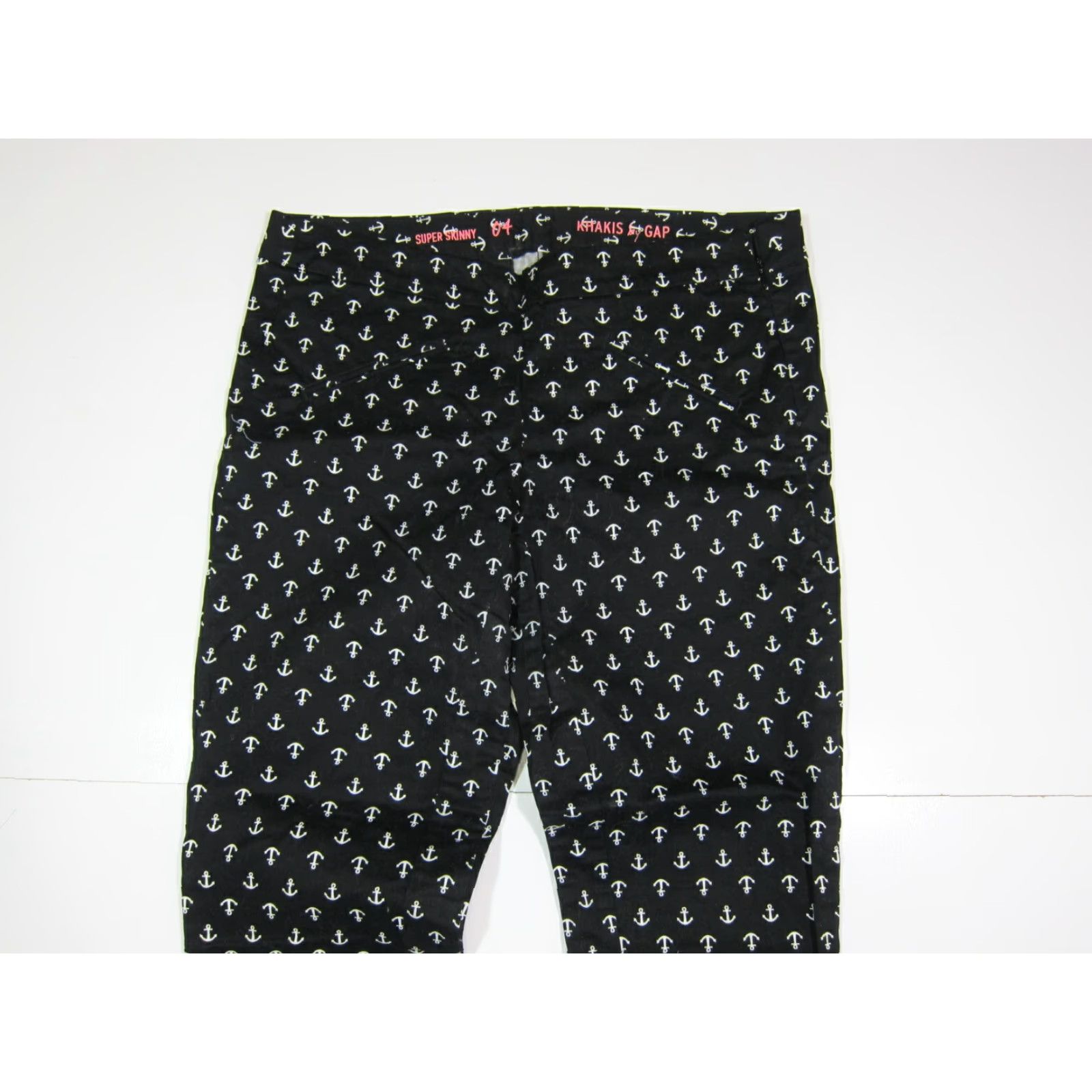 Gap Gap Cotton Stretch Black White Boat Anchor Super Skinny Chino Pant Women Size 04 Size 27" / US 4 / IT 40 - 5 Thumbnail