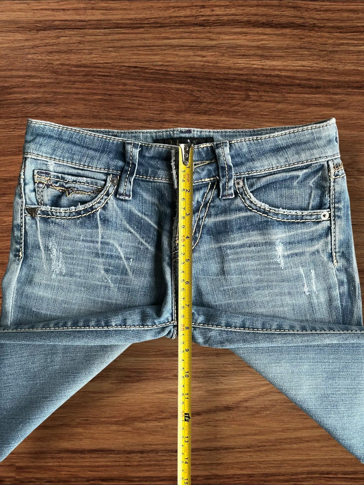 Hysteric Glamour Vintage Y2K Japanese Brand Blue Washed Low Rise Flare Jeans Size 26" / US 2 / IT 38 - 14 Thumbnail