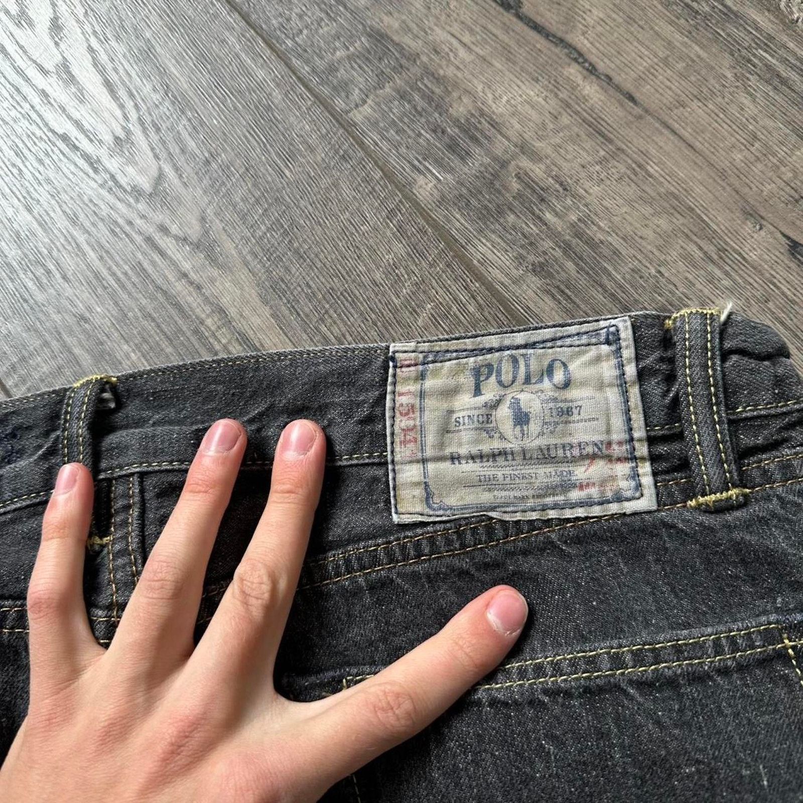Polo Ralph Lauren × Vintage Black Faded Dark Denim Polo Ralph Lauren Jeans Straight Jean Size US 32 / EU 48 - 8 Thumbnail