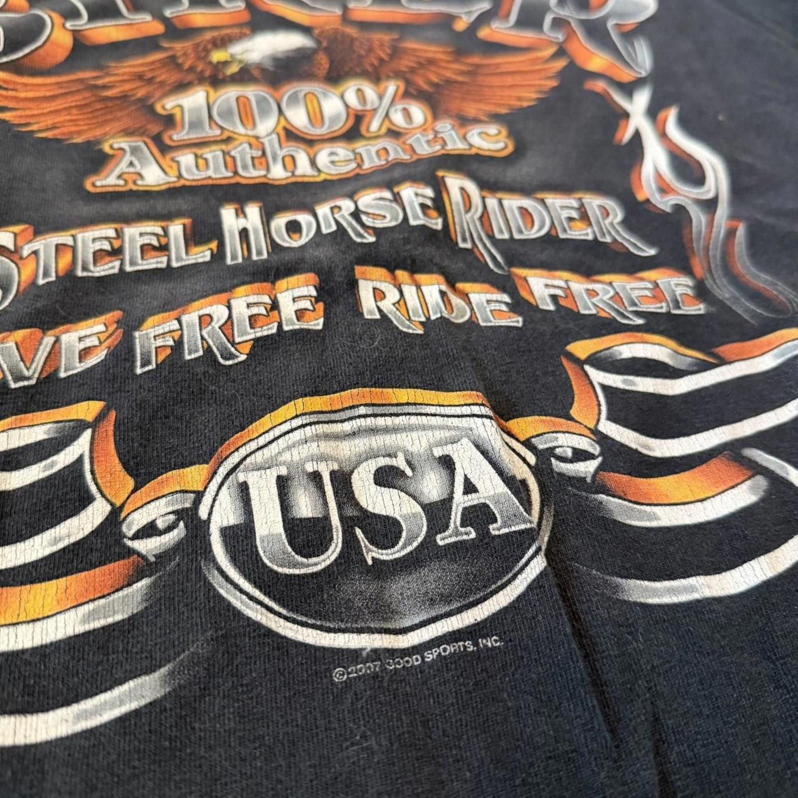 Other Vintage bike steel horse rider live free ride free t shirt M Size US M / EU 48-50 / 2 - 4 Thumbnail