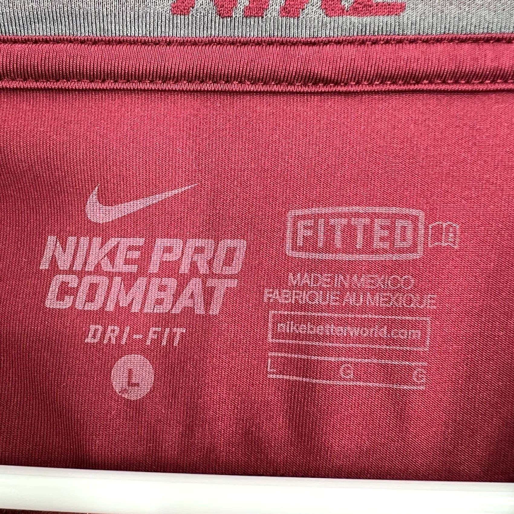 Nike Nike Pro Combat Dri-Fit Fitted Compression T-Shirt Men L Burgundy Red Nike Logo Crew Neck Short Sleeve Sports Activewear Size US L / EU 52-54 / 3 - 6 Thumbnail
