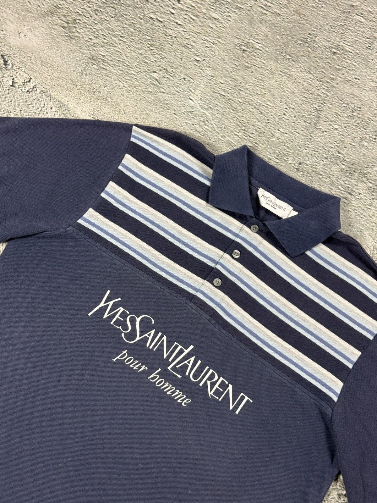 Yves Saint Laurent Yves Saint Laurent polo T-shirt big logo YSL navy blue Size US L / EU 52-54 / 3 - 2 Thumbnail