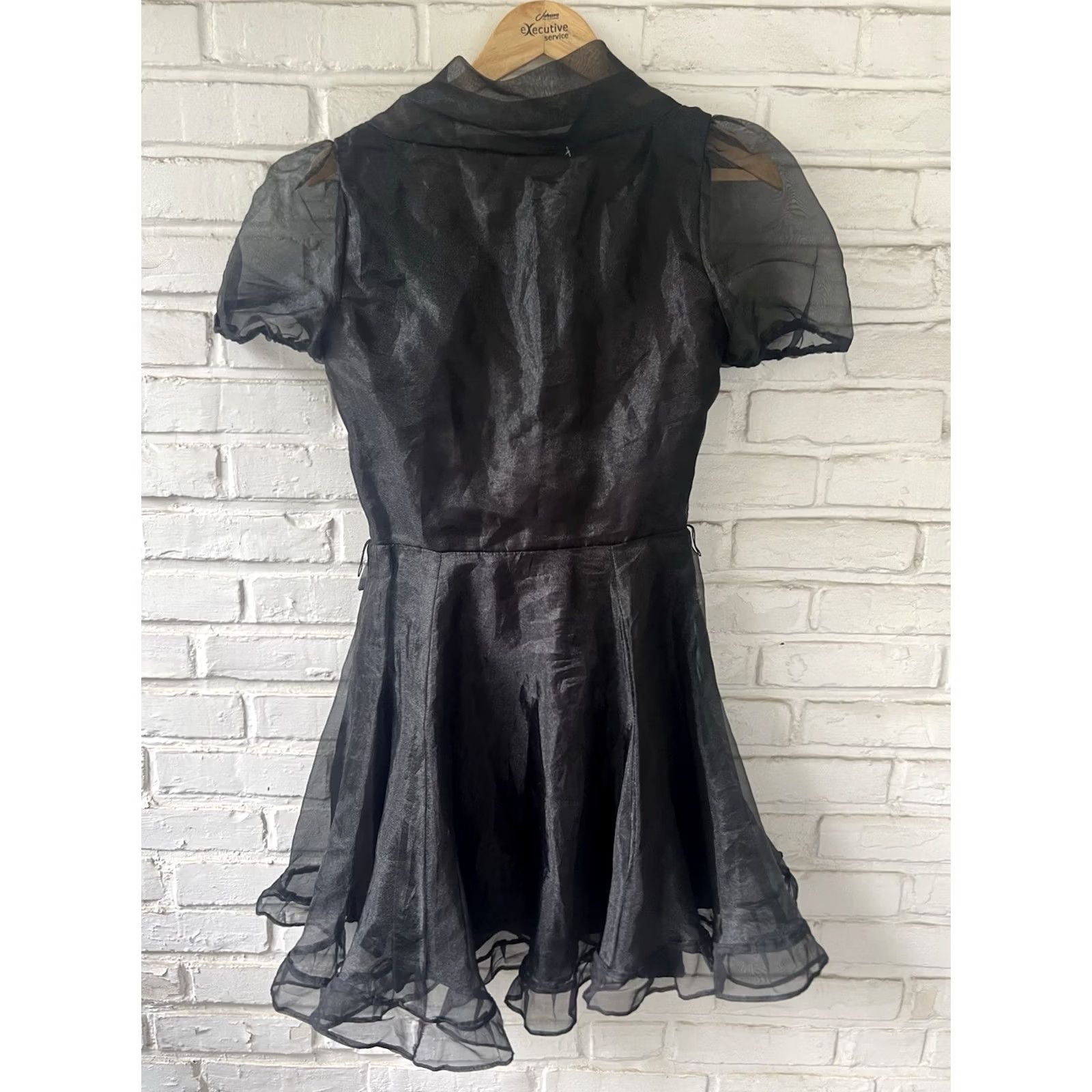 Vintage VINTAGE Swing Wrap Dress Chiffon Sleeve Small 1950s Black Womens XS/S Small Size 26" / US 2 / IT 38 - 4 Thumbnail