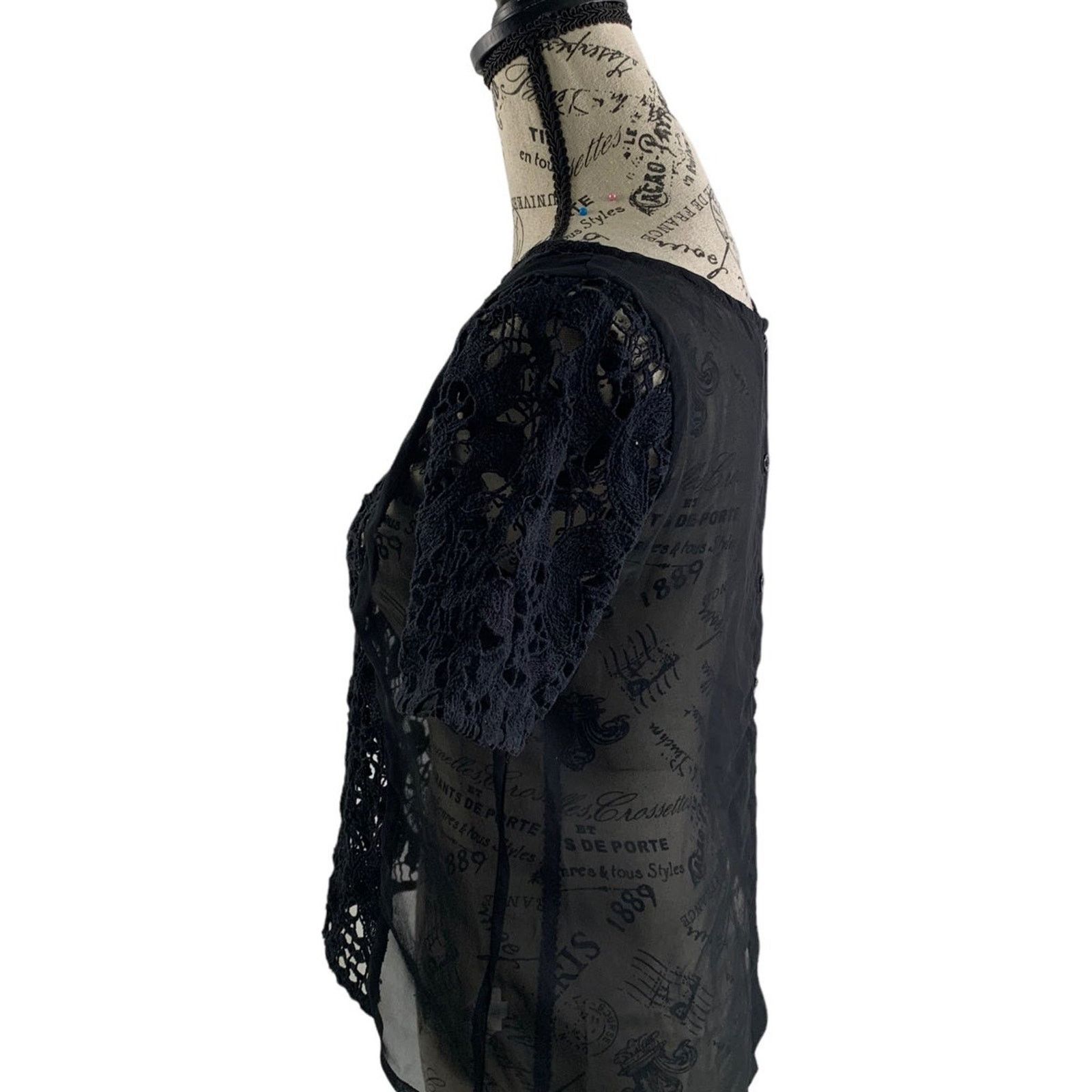 Other American Eagle Women’s Size XS Lace Top Black Sheer Size XS / US 0-2 / IT 36-38 - 7 Thumbnail