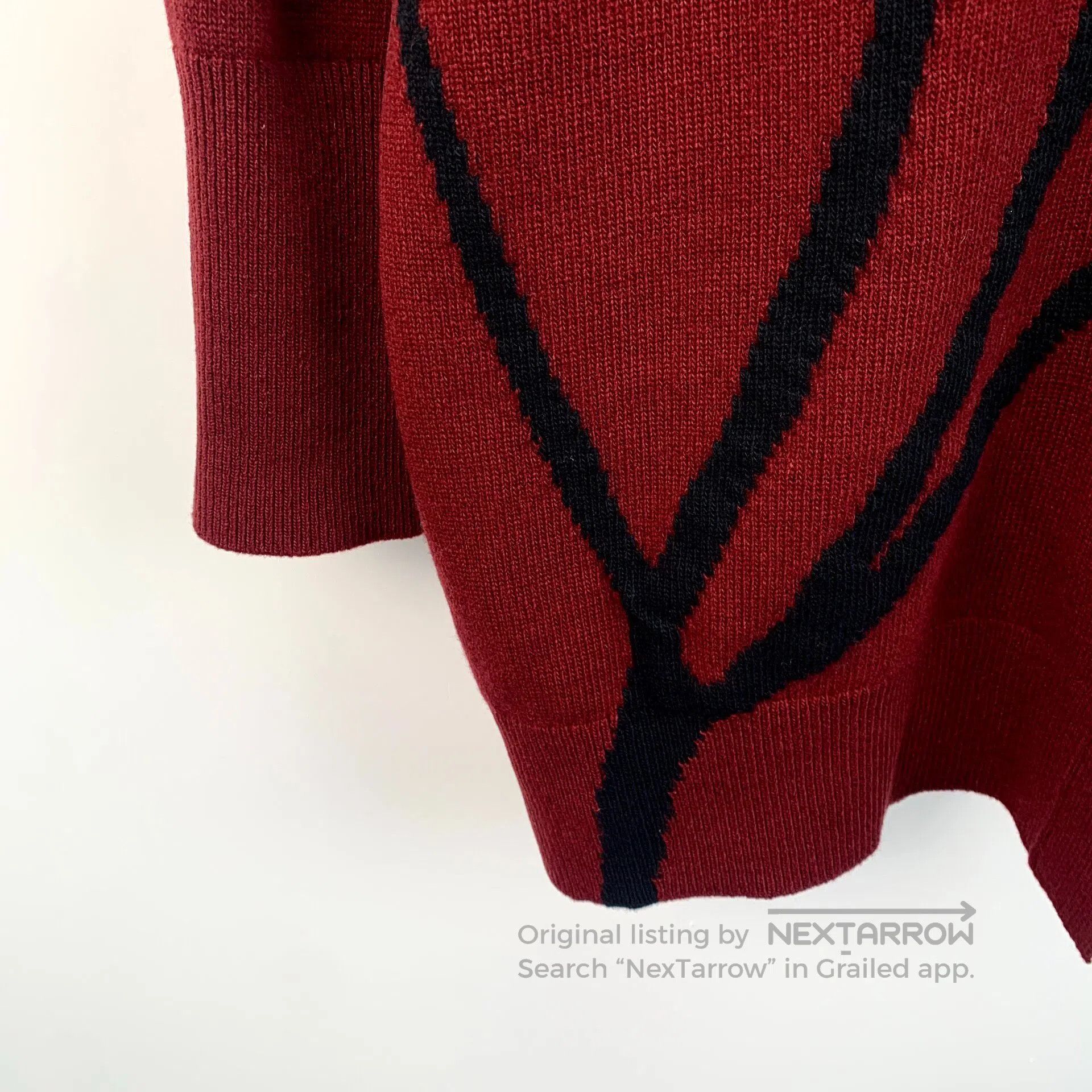 Loewe Loewe Red Floral Embroidered Wool V-neck Irregular Long Sl Size XS / US 0-2 / IT 36-38 - 5 Thumbnail