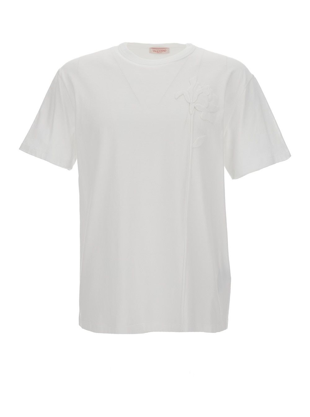 Valentino White Flower Detail Crew Neck T-Shirt in Cotton Man Size US XXL / EU 58 / 5 - 1 Thumbnail