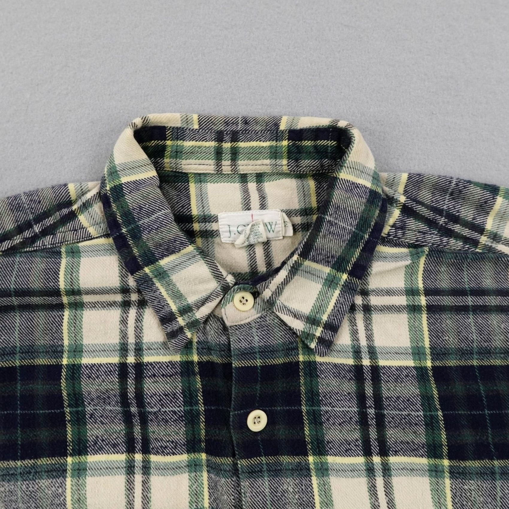 J.Crew VINTAGE J.CREW Shirt Mens M Green Beige Plaid Flannel Oarsman Button Up Size US M / EU 48-50 / 2 - 2 Thumbnail