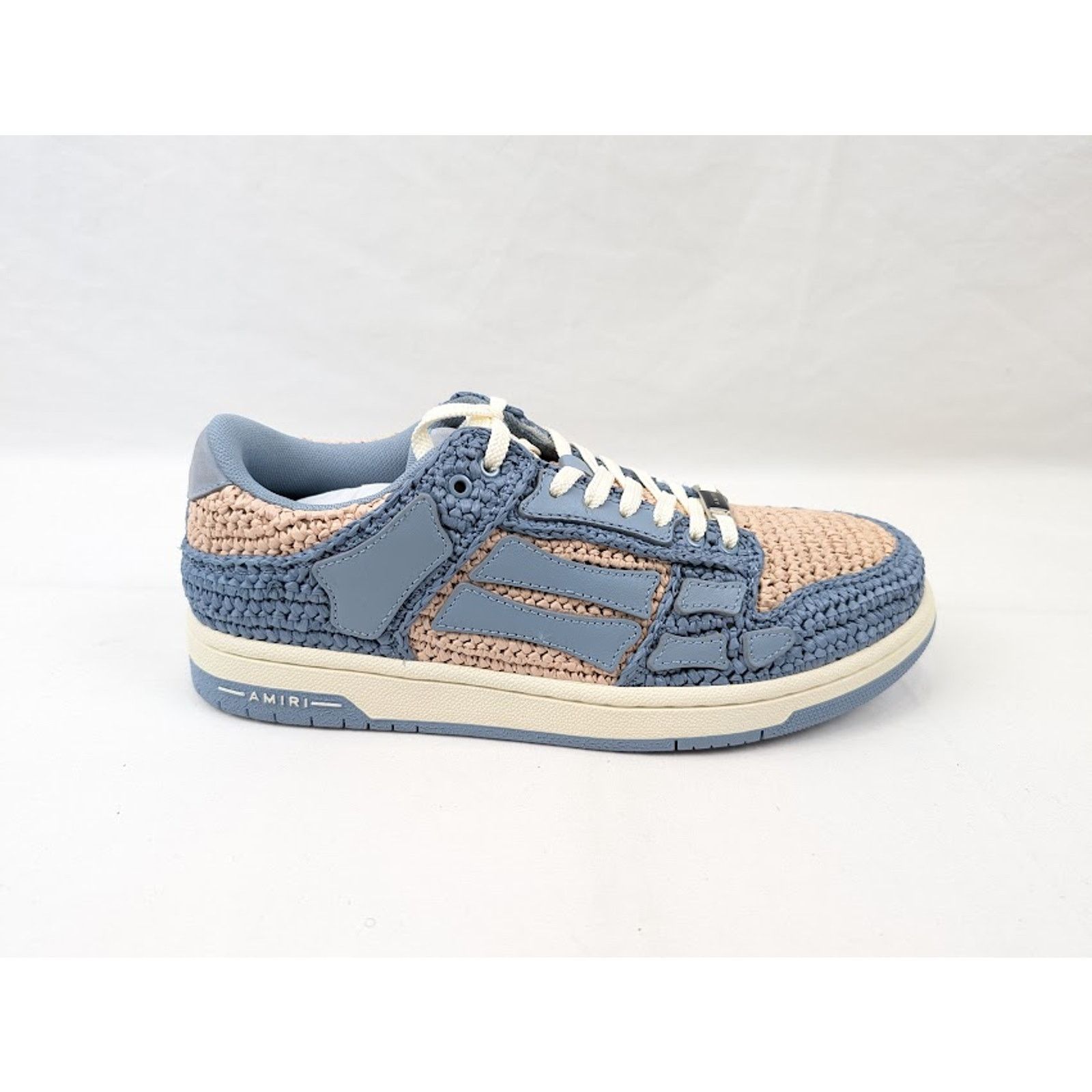Amiri o1rshd1 Q: 2 / Raffia Skelton Low-Top Sneakers in Blue Size US 13 / EU 46 - 1 Thumbnail