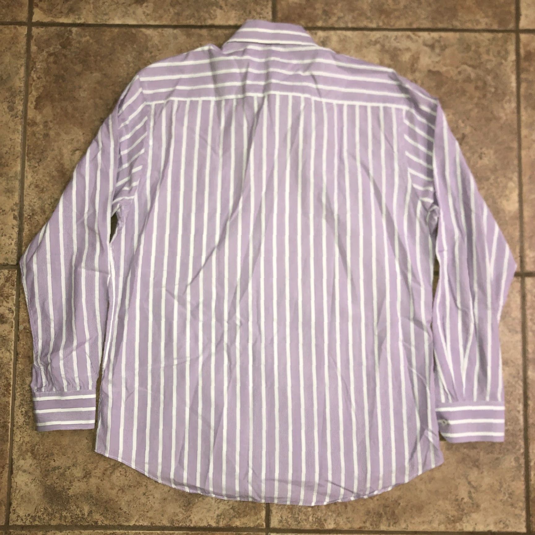 BUGATCHI Bugatchi Uomo Purple Striped Dress Shirt Mens Shaped Fit L 24” pit to pit Shirt Mens Purple Striped Dress Shirt Shaped Fit L 24” pit to pit Size 42R - 4 Thumbnail