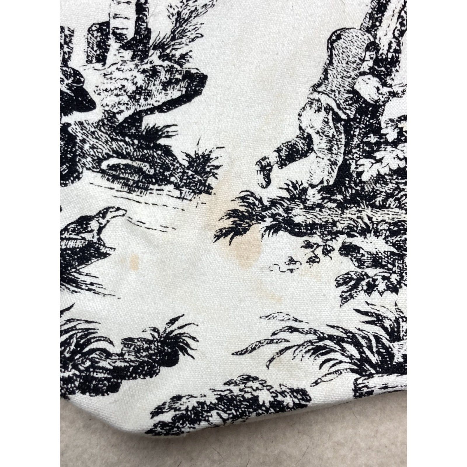Vintage Unbranded Tote Women 13 x 12 White Cotton Canvas Lightweight Fishing Dog Lake Playing Forest Art Bag Size ONE SIZE - 2 Thumbnail