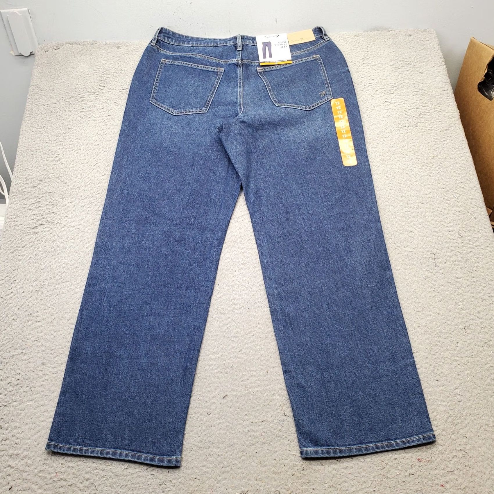 Vintage Seven7 Jeans Womens Size 12 Blue Denim Premium Loose Fit Straight Leg MY10341DE Size 34" / US 12 / IT 48 - 2 Thumbnail