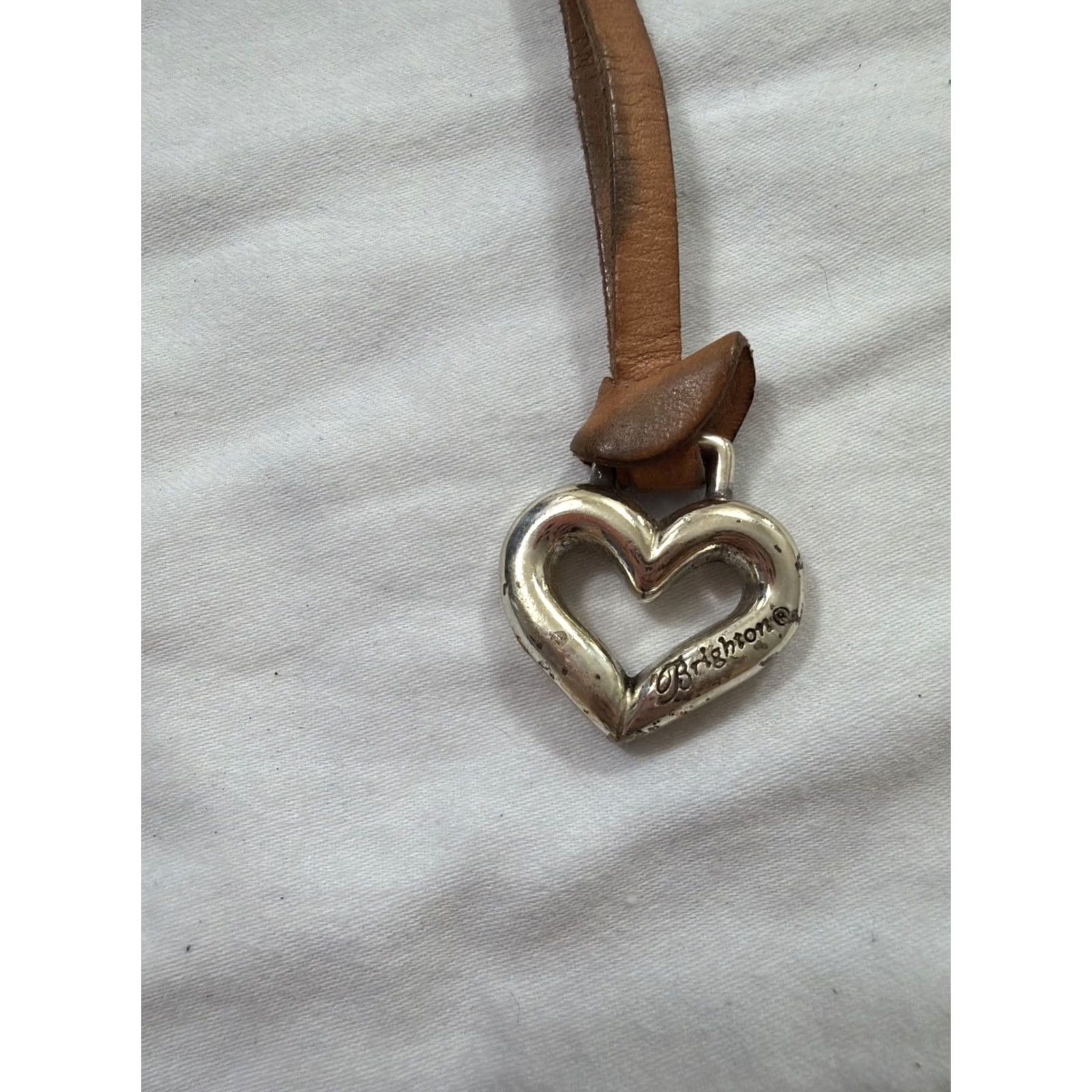 Brighton BRIGHTON Brown Leather Replacement Heart Loop Strap Purse Bag Charm Key Fob Unisex Adult? Keys Bag Charm Size ONE SIZE - 2 Thumbnail