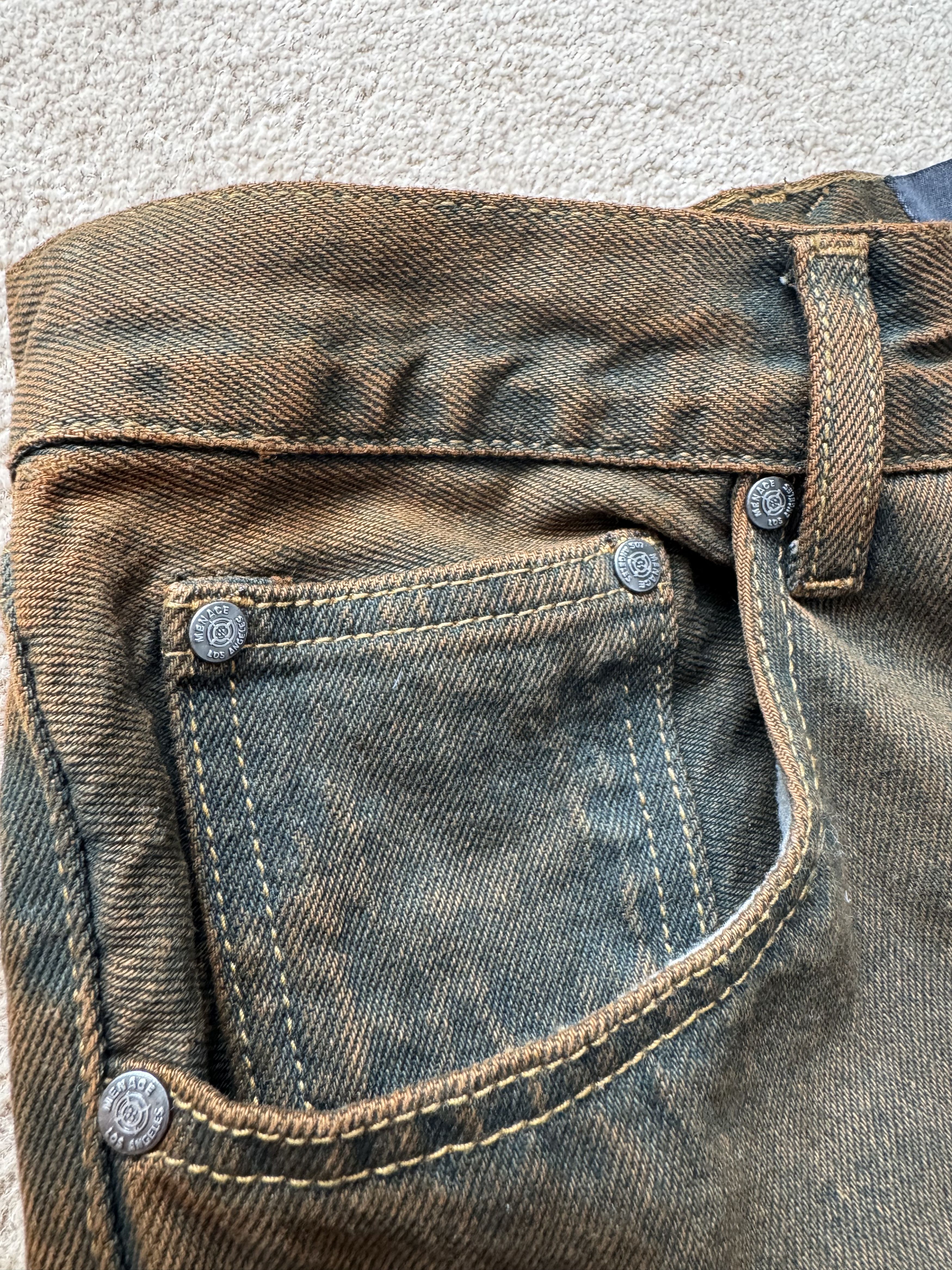 Menace Menace LA Embossed Target Logo Denim Pants Brown Size US 30 / EU 46 - 4 Thumbnail