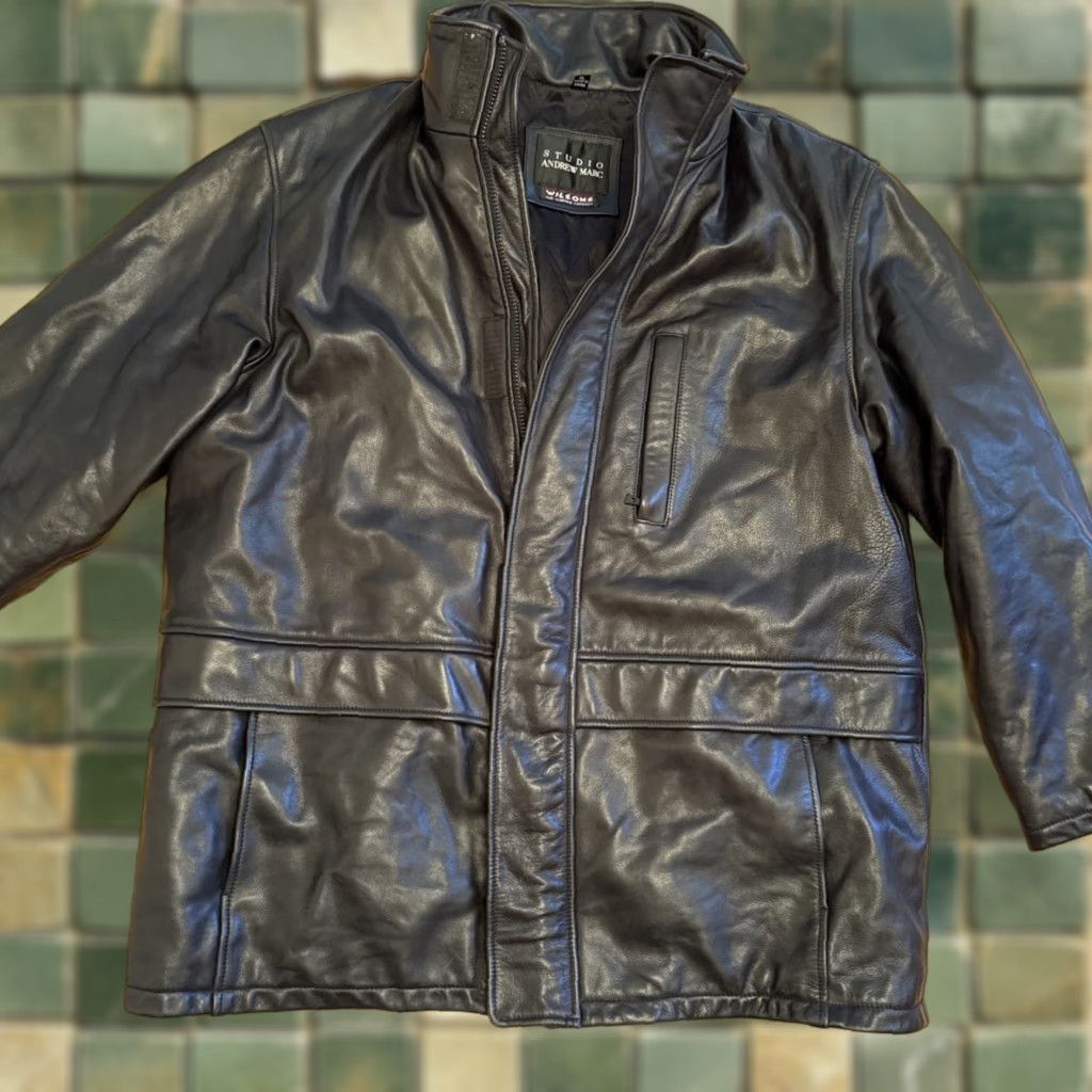 Andrew Marc VINTAGE Andrew Marc Jacket Bomber Jacket Leather Black XL Men Size US XL / EU 56 / 4 - 1 Thumbnail