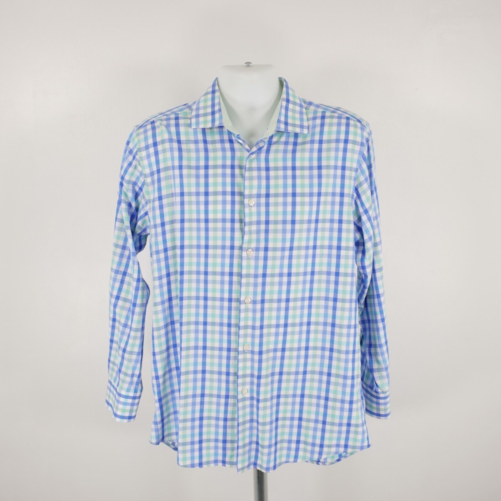 Other Tattersall London Blue Green Plaid 16 32/33 Cotton Collared Size US L / EU 52-54 / 3 - 3 Thumbnail