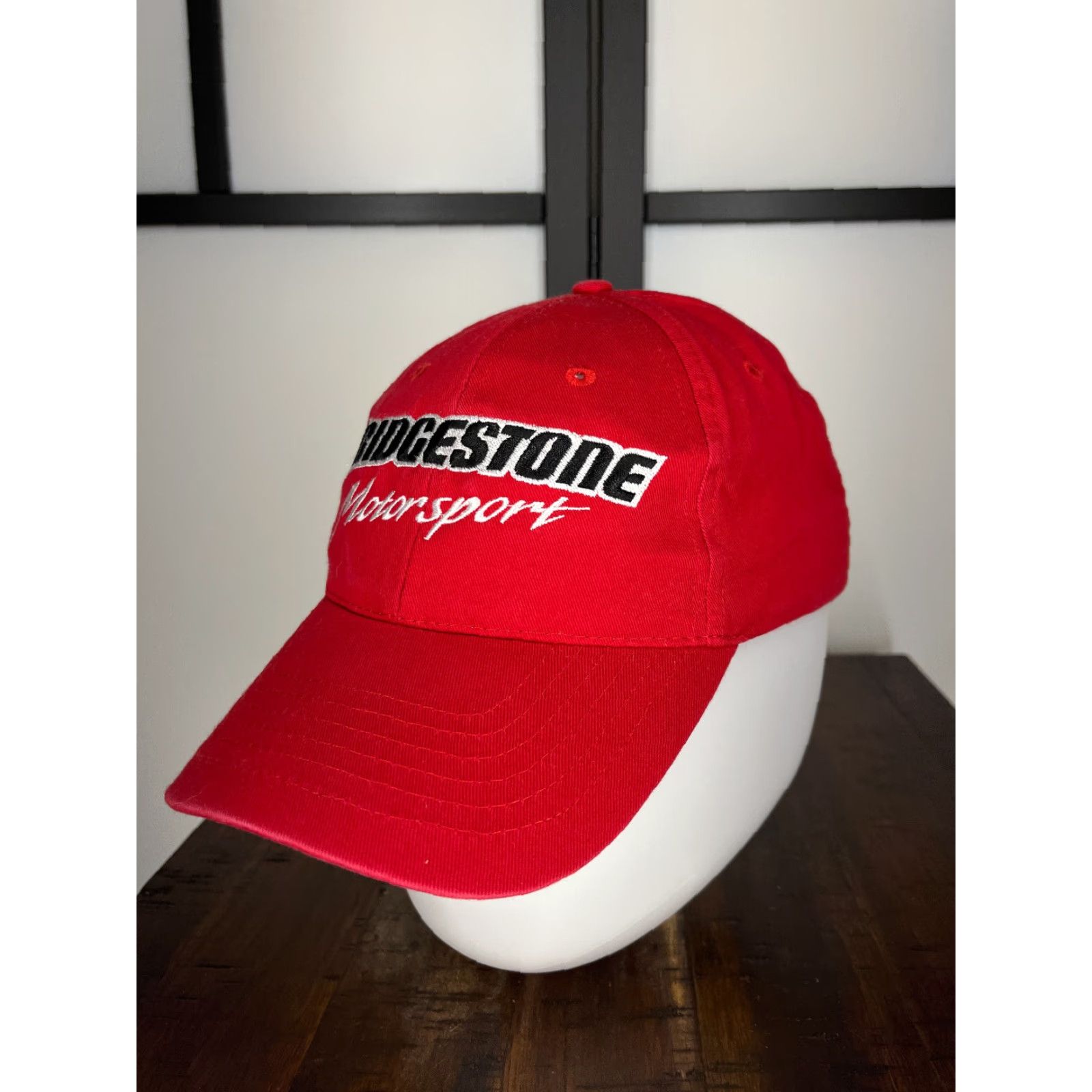 Vintage Bridgestone Motosport Hat Cap Snap Back Adult Red 100% Cotton Twill Size ONE SIZE - 4 Thumbnail