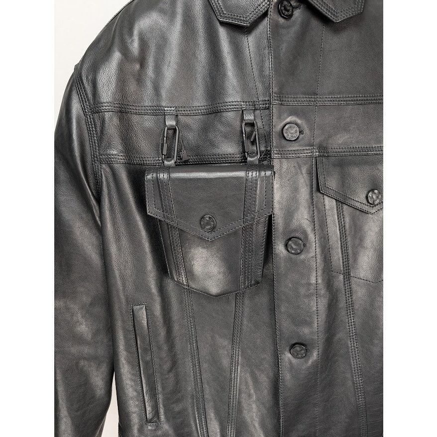 Louis Vuitton o1rshd1 Chain Leather Trucker Jacket in Black Size US M / EU 48-50 / 2 - 8 Thumbnail