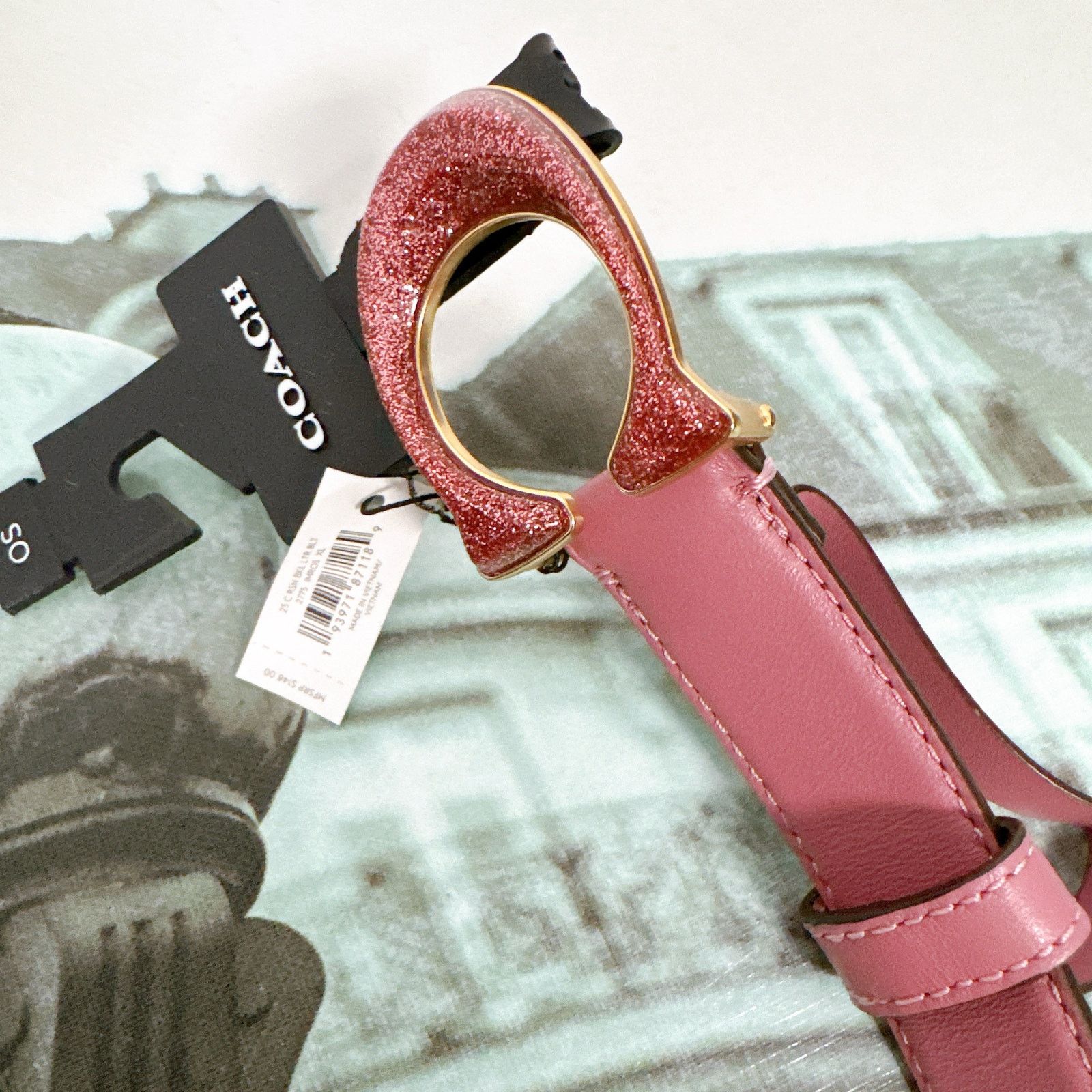 Coach Coach Belt 2775 Iconic C Logo Buckle Glitter Glittering Pink Size ONE SIZE - 4 Thumbnail
