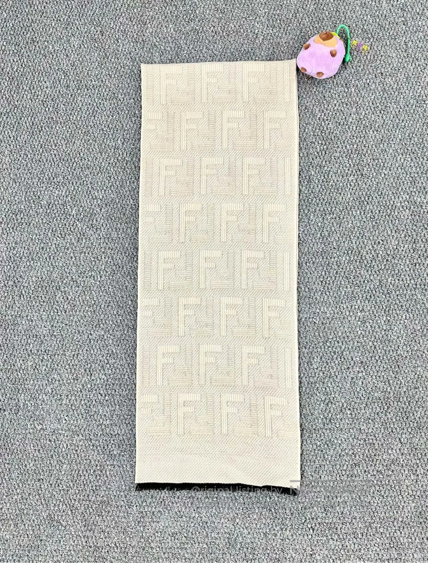Fendi FENDI Grey Monogrammed Logo Fuzzy Scarf| Size ONE SIZE - 2 Thumbnail