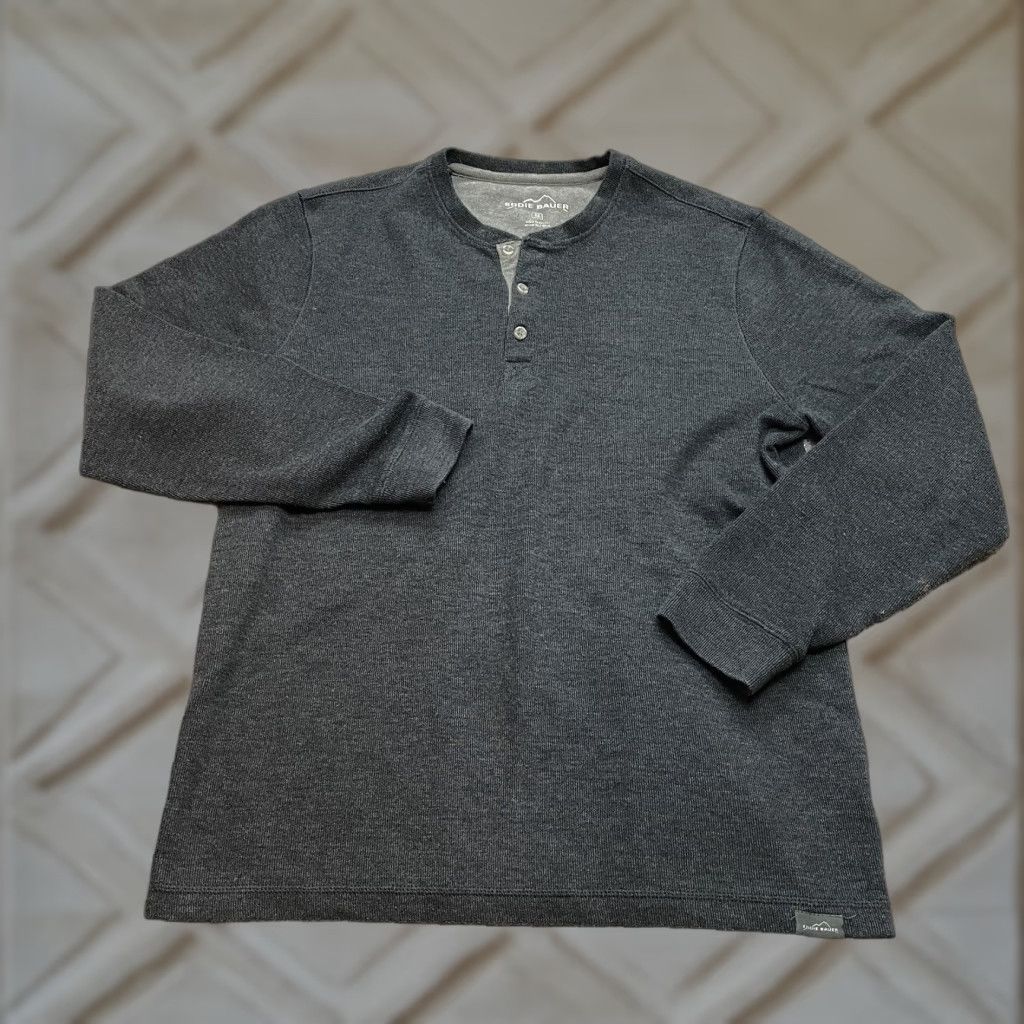 Eddie Bauer Eddie Bauer Mens Combo Shirt Henley Blue Size Medium Cotton Knit Long Sleeve Pullover Button Regular Mens Size US M / EU 48-50 / 2 - 1 Thumbnail