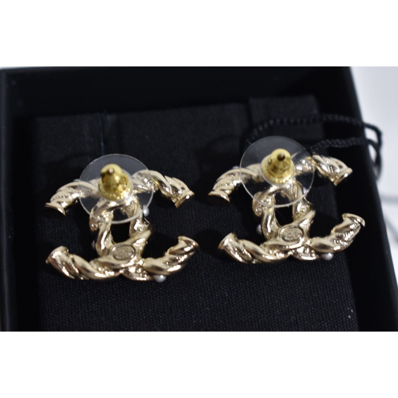 Chanel Chanel Gold Pearl Crystal Classic Statement Stud Earrings Size ONE SIZE - 9 Thumbnail
