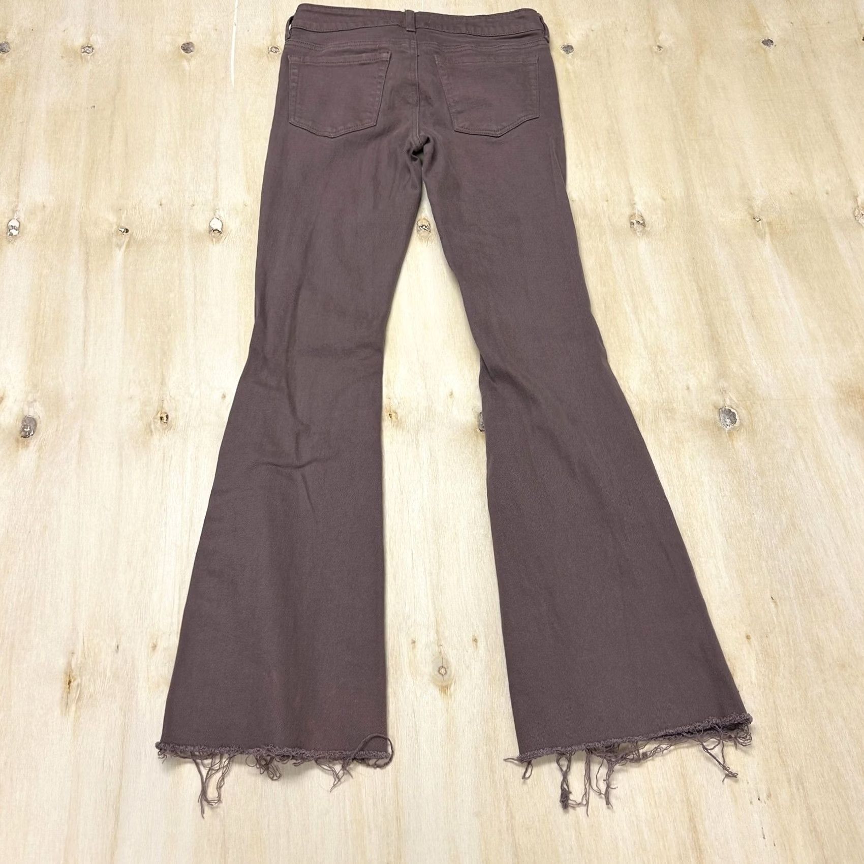 Pacsun PacSun Womens Slim Flare Jeans 23 Medium Wash Brown Distressed Fringe Denim Size 40" / US 18 - 7 Thumbnail