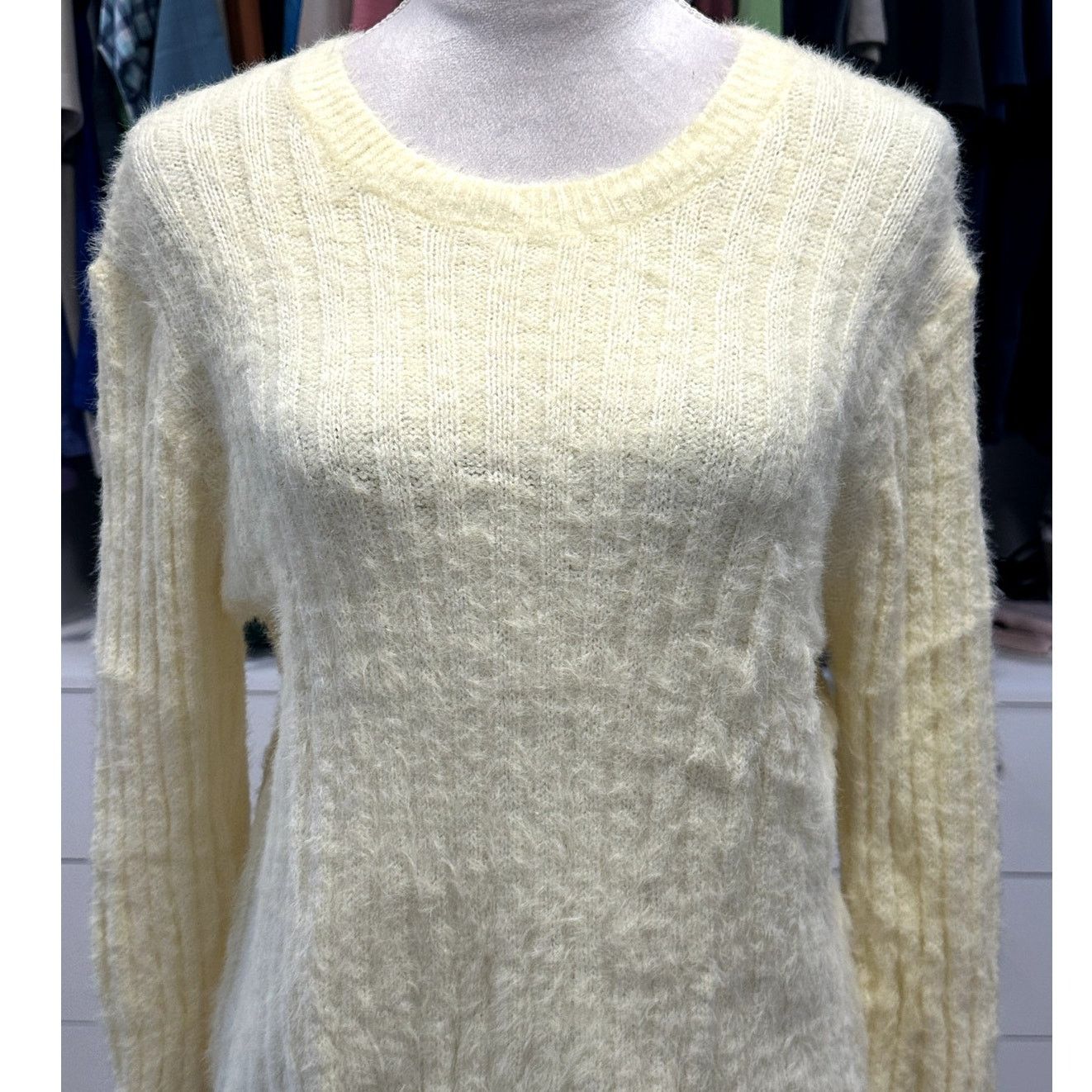 Other Cotton Emporium Light Yellow Ribbed Knit Sweater Cozy L NWOT Size L / US 10 / IT 46 - 3 Thumbnail