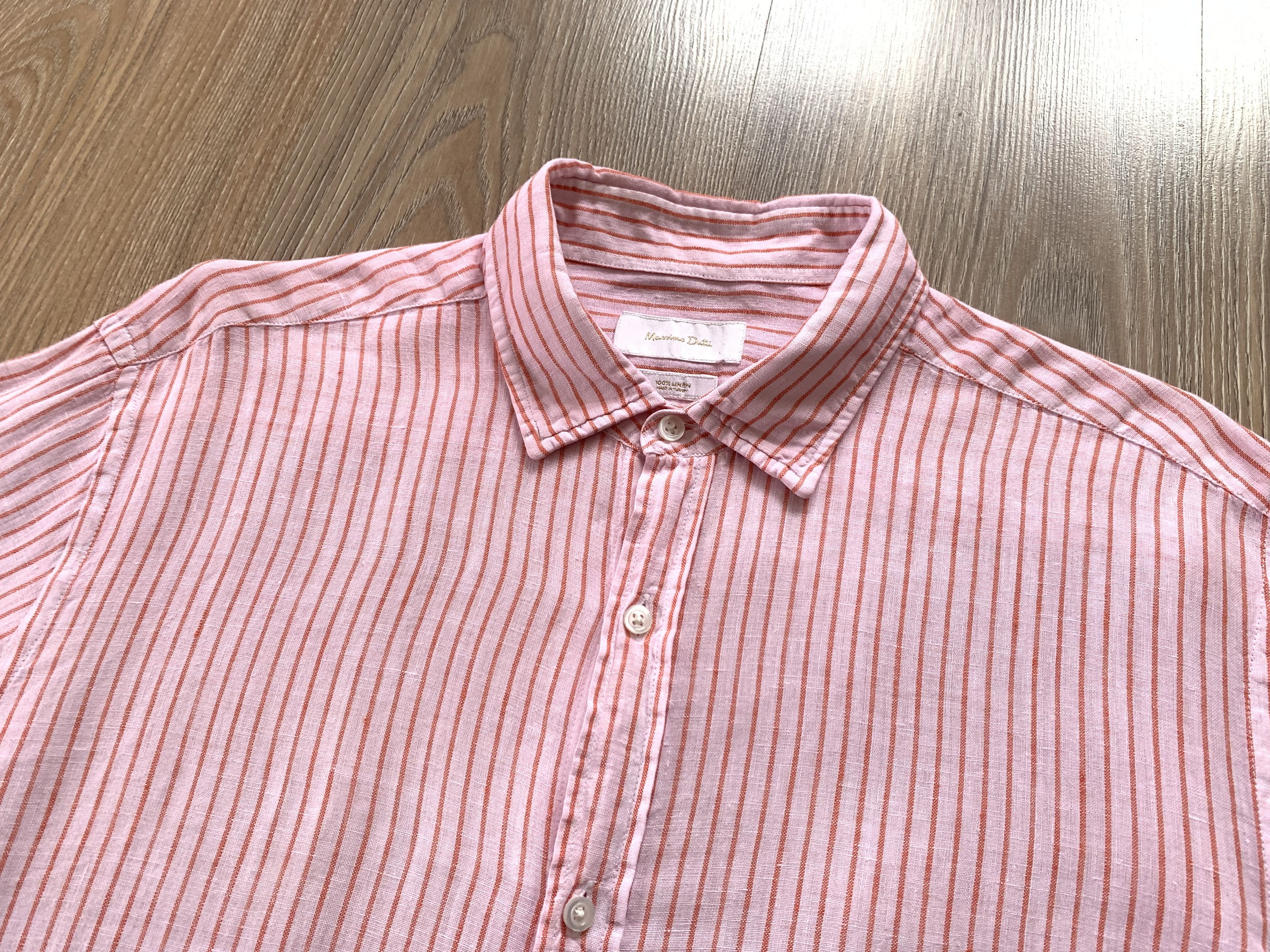Massimo Dutti Massimo Dutti Stripe Coral Linen Long Sleeve Shirt Size US L / EU 52-54 / 3 - 4 Thumbnail