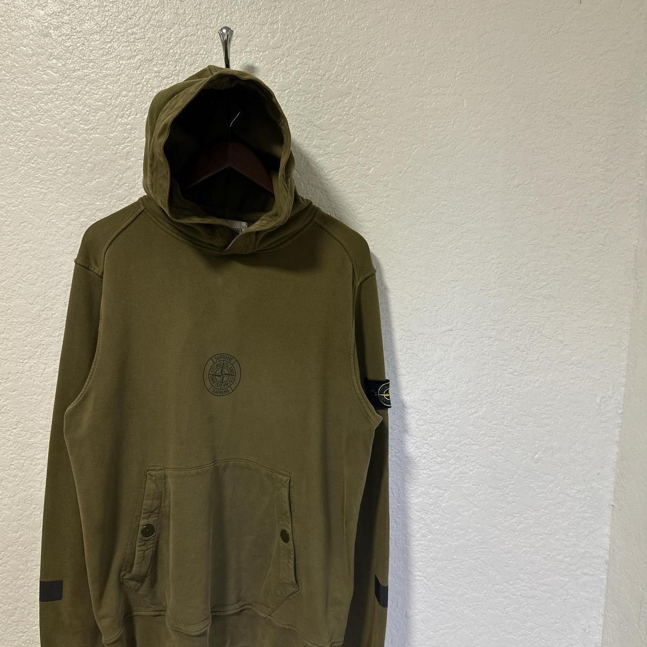 Stone island supreme hoodie olive sales