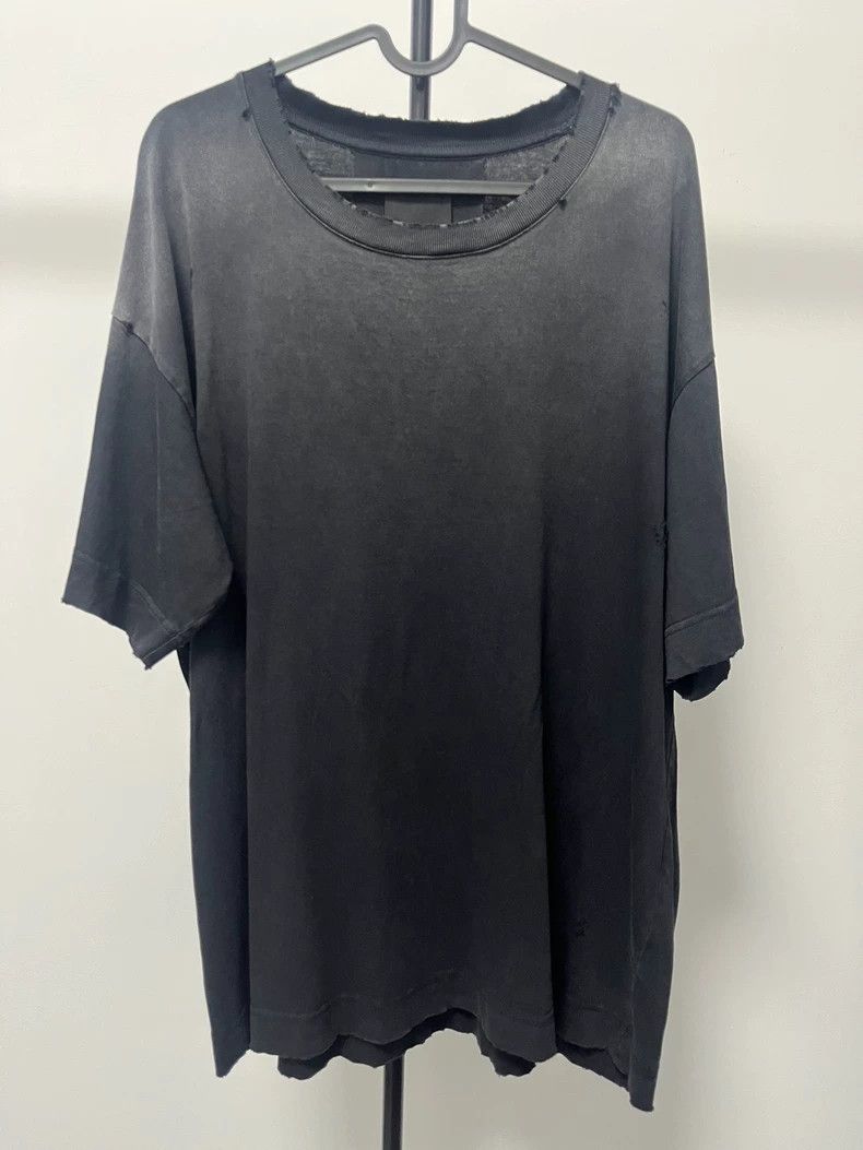 Givenchy Black Washed Distressed Dark Grey Short-sleeved T