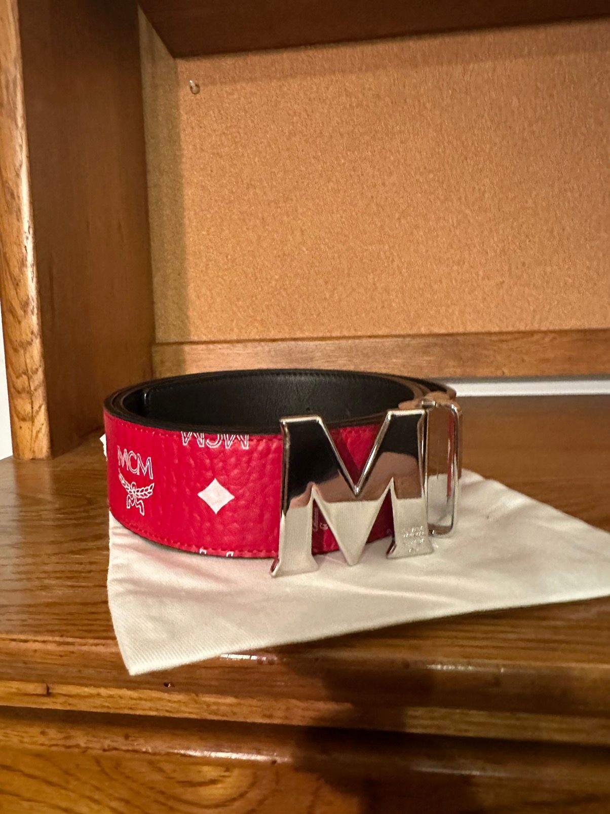 MCM MCM Red & White & Black Reversible Belt