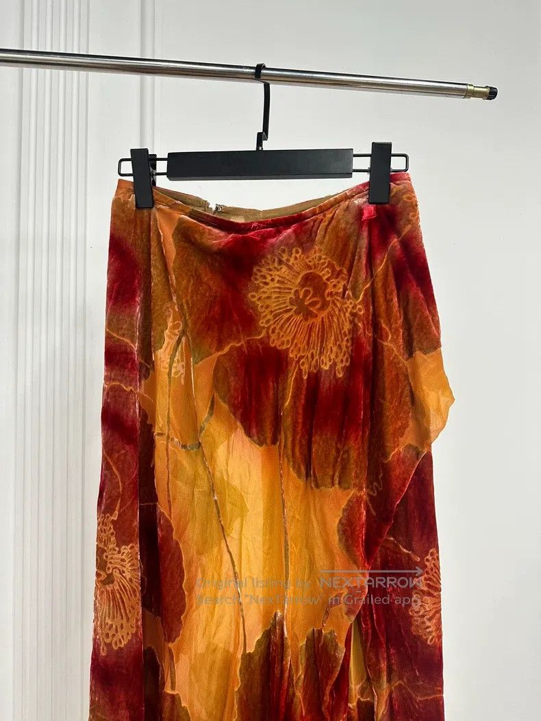 Yohji Yamamoto YOHJI YAMAMOTO size M Real Silk Velvet Floral Skirt Size 22" - 6 Thumbnail