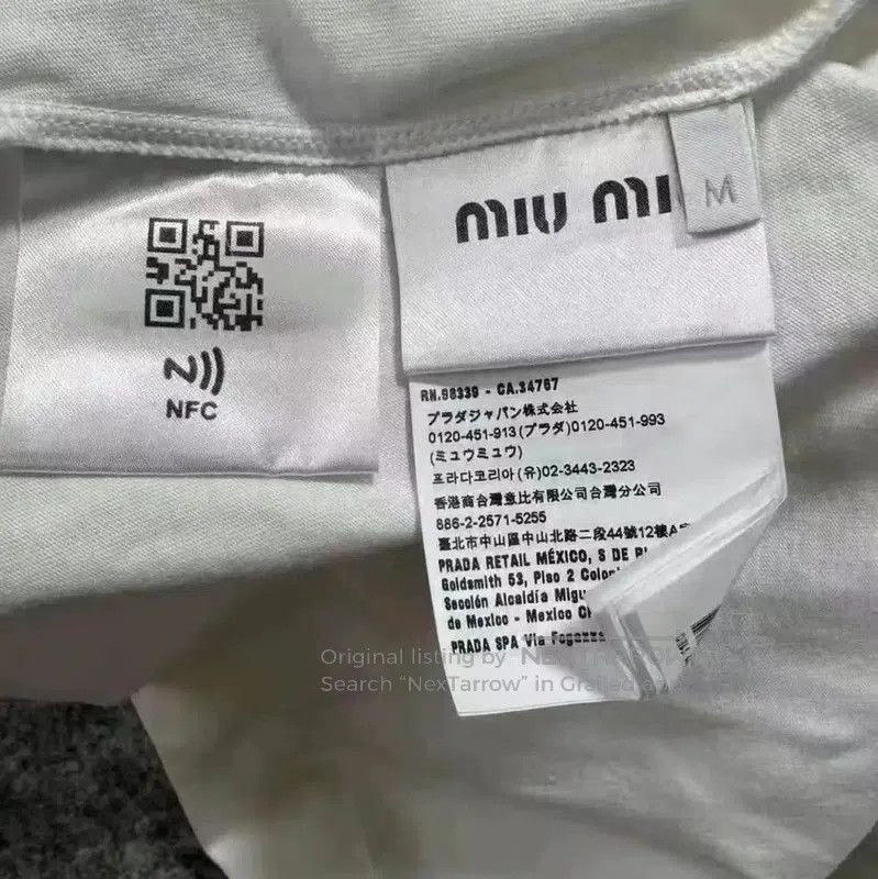 Miu Miu Miu Miu White Cotton Cropped T-Shirt . Size M / US 6-8 / IT 42-44 - 5 Thumbnail