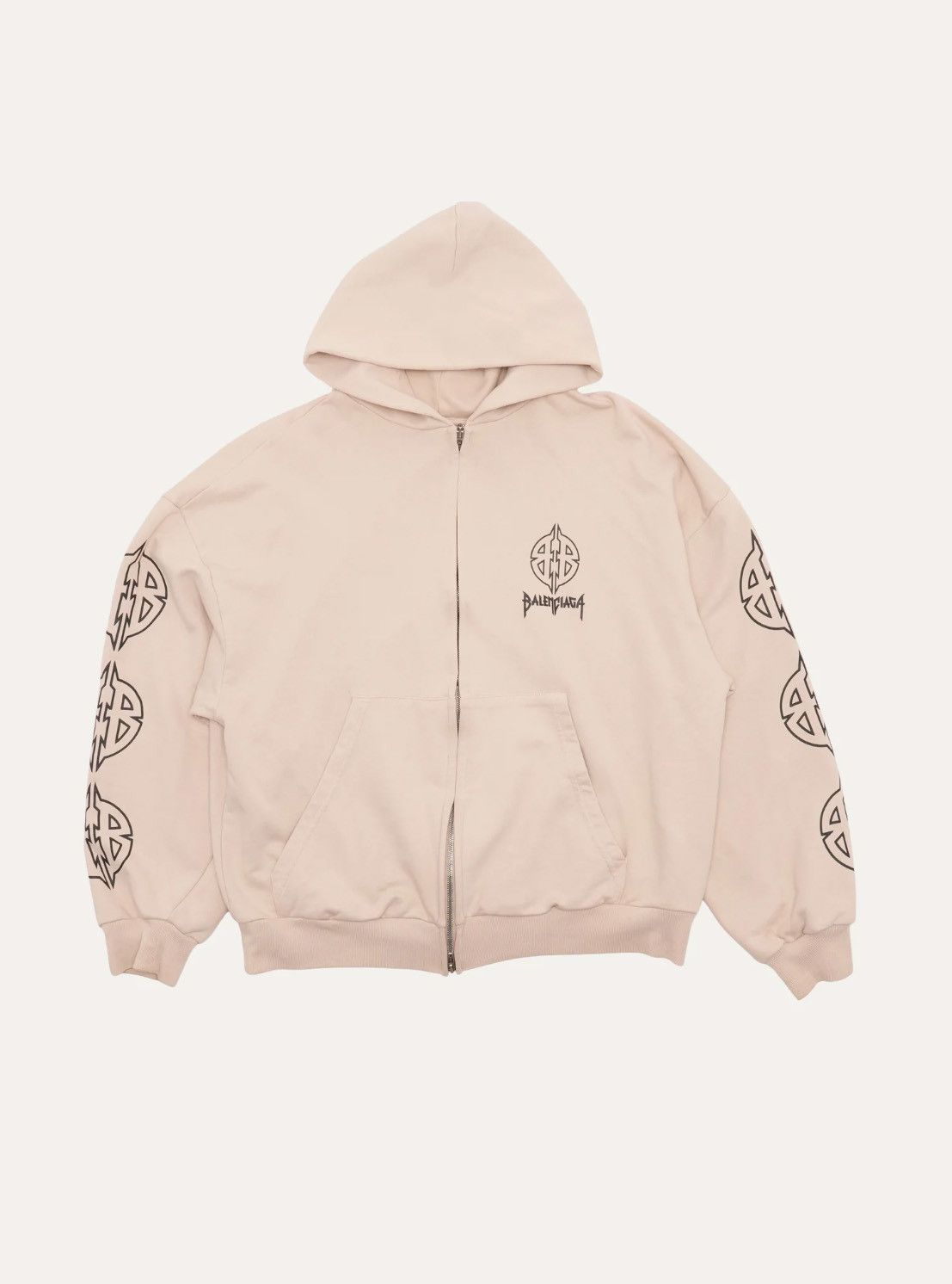 BALENCIAGA Zip-Up Metal Hooded Sweater