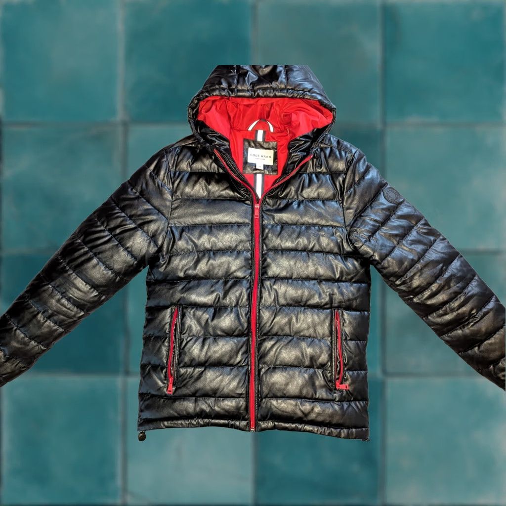 Cole Haan Cole Haan Jacket Men Small Black Signature Puffer Quilted Coat Faux Leather Zip Hooded Size US S / EU 44-46 / 1 - 1 Thumbnail
