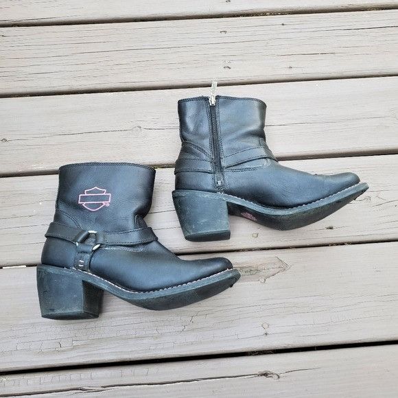 Harley Davidson × Vintage Harley Davidson Wolverine Morgan Black Leather Moto Boots Size US 9.5 / IT 39.5 - 3 Thumbnail