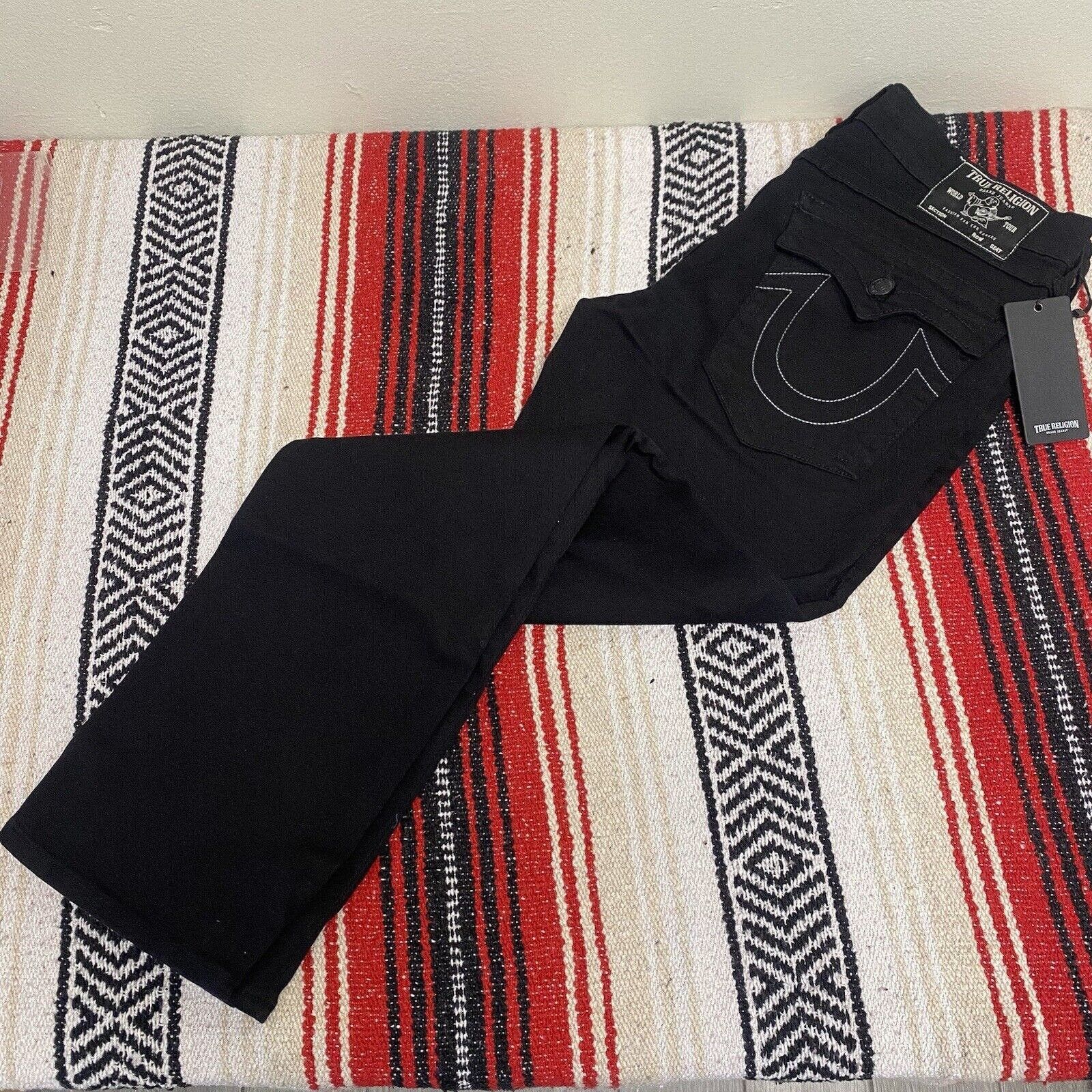 image of True Religion Mens Size 34 X 32 Ricky Flap Sn Relaxed Straig in Black