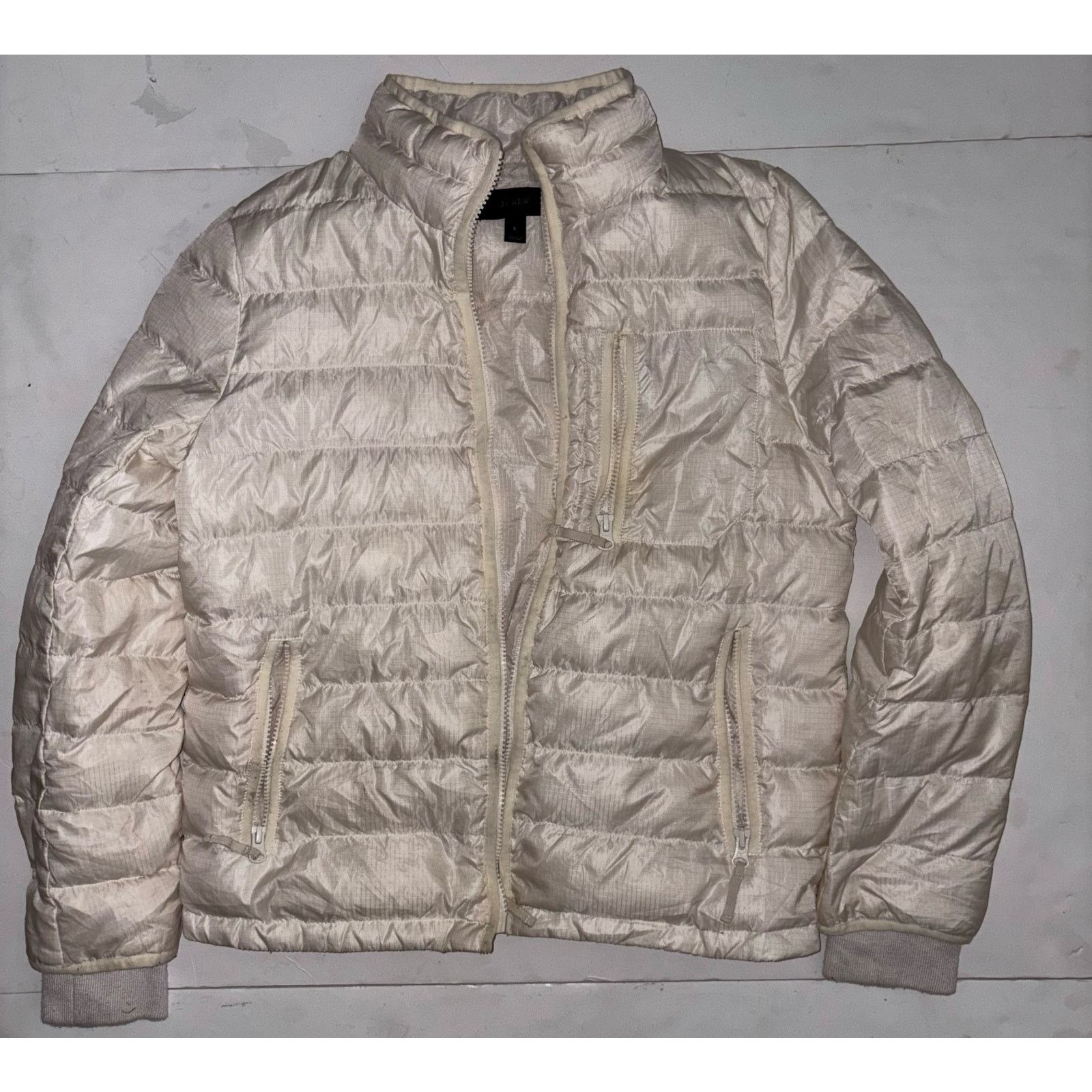 J.Crew J crew womens puffer jacket white size small zip up Size S / US 4 / IT 40 - 1 Thumbnail