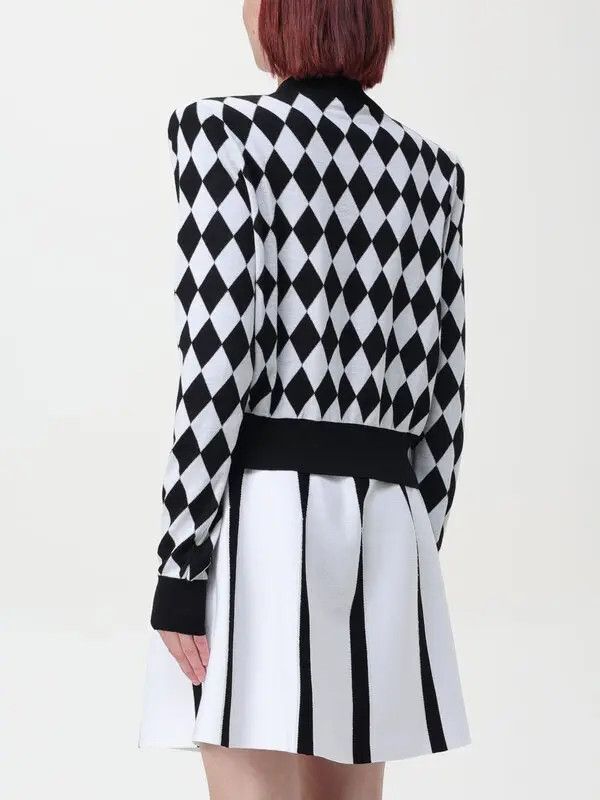 Balmain o1s1wg110725 Button Detailed Cardigan in Black/White Size L / US 10 / IT 46 - 2 Thumbnail