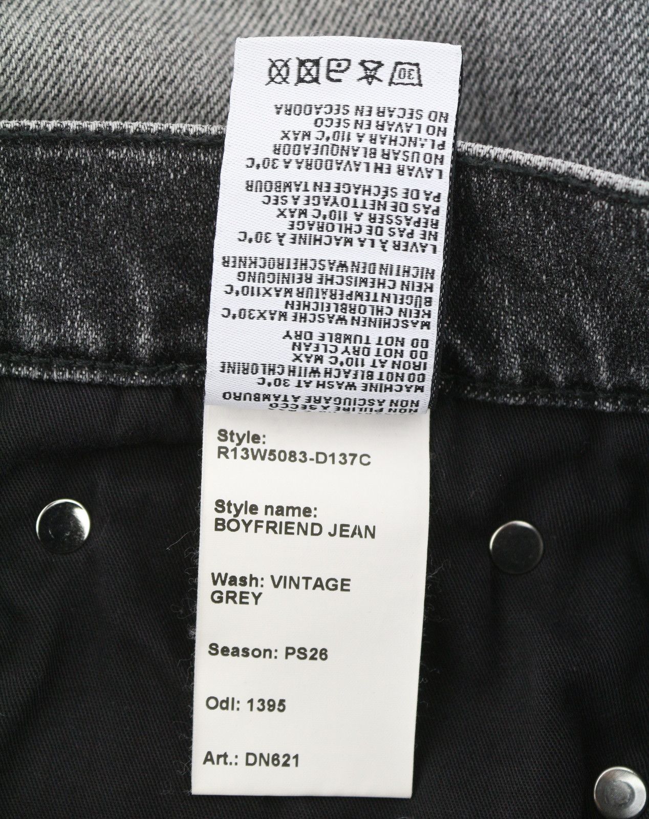 R13 BOYFRIEND 29 Vintage Grey Distress 88269 Size 29" - 9 Thumbnail