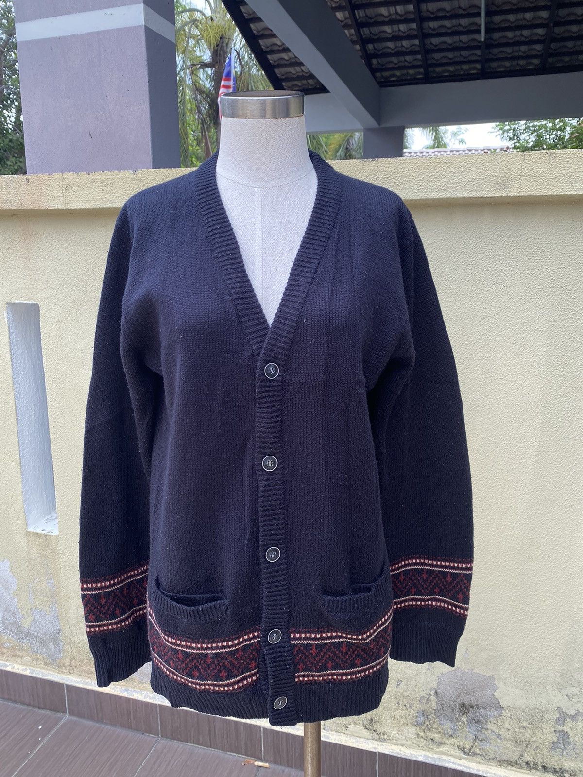 navy cardigan