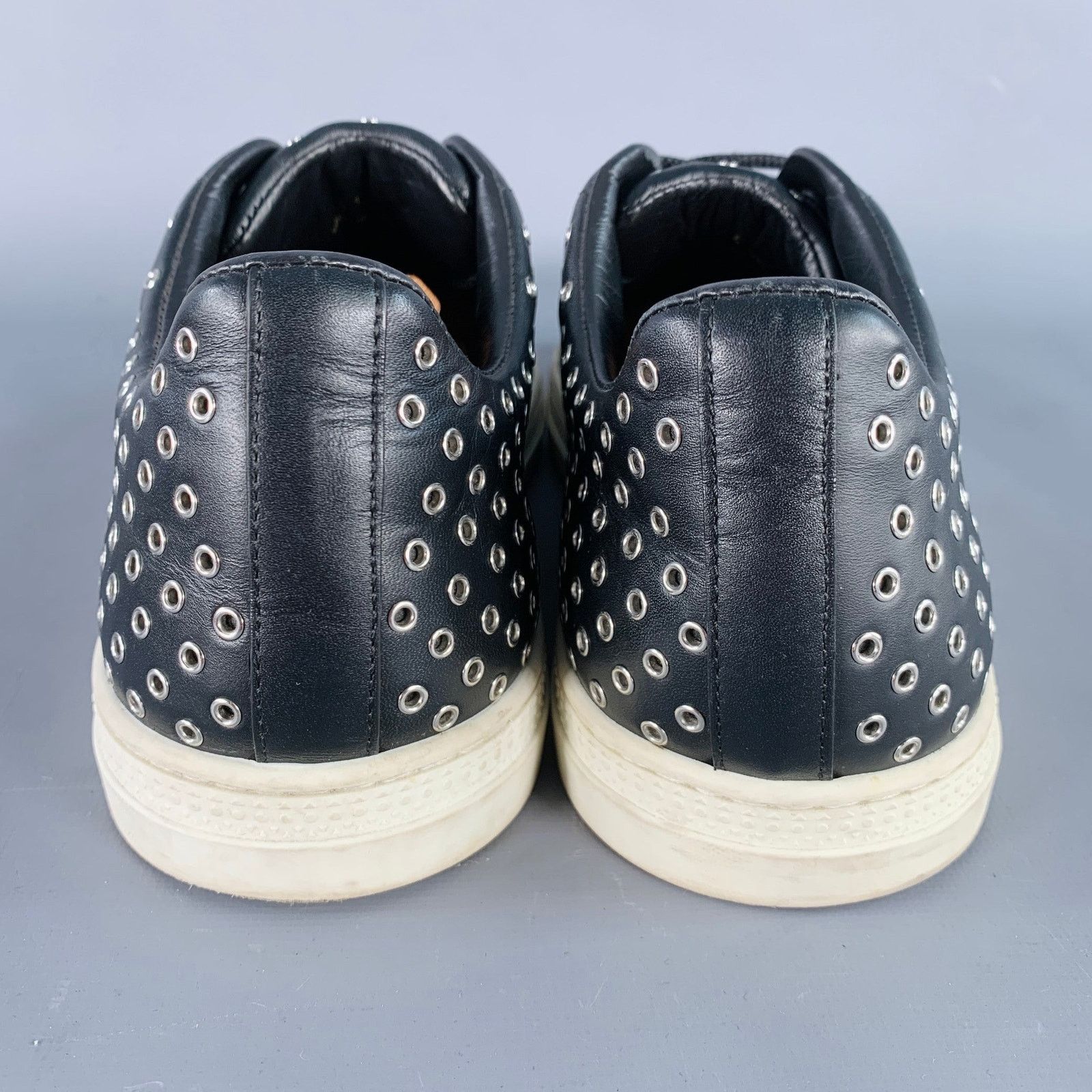 Alaia Black Silver Grommets Leather Lace-Up Low Top Sneakers Size US 8 / EU 41 - 3 Thumbnail