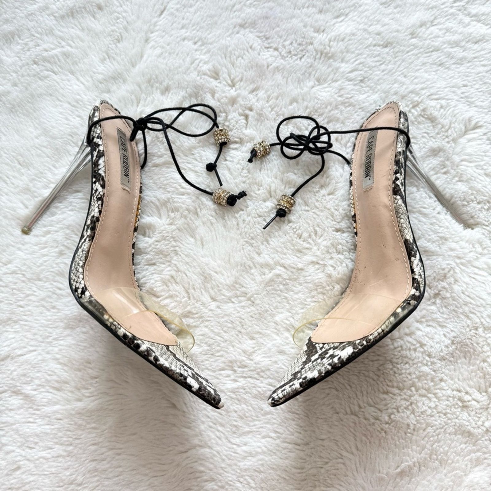 Other Cape Robbin Black and White Snakeskin Heels size 7 US Size US 7 / IT 37 - 1 Thumbnail