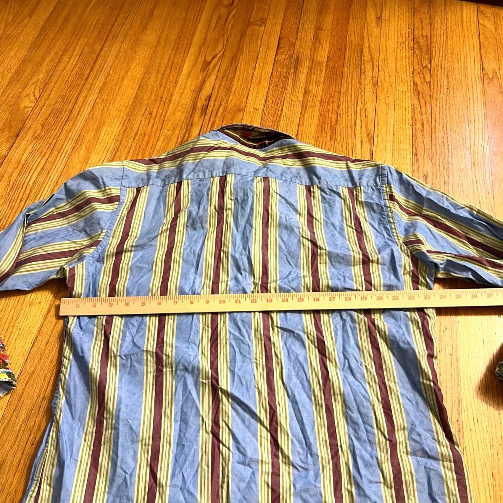 Robert Graham Robert Graham Shirt Mens XL Stripe Floral Flip Cuff Blue Button Up Long Sleeve Size US XL / EU 56 / 4 - 4 Thumbnail