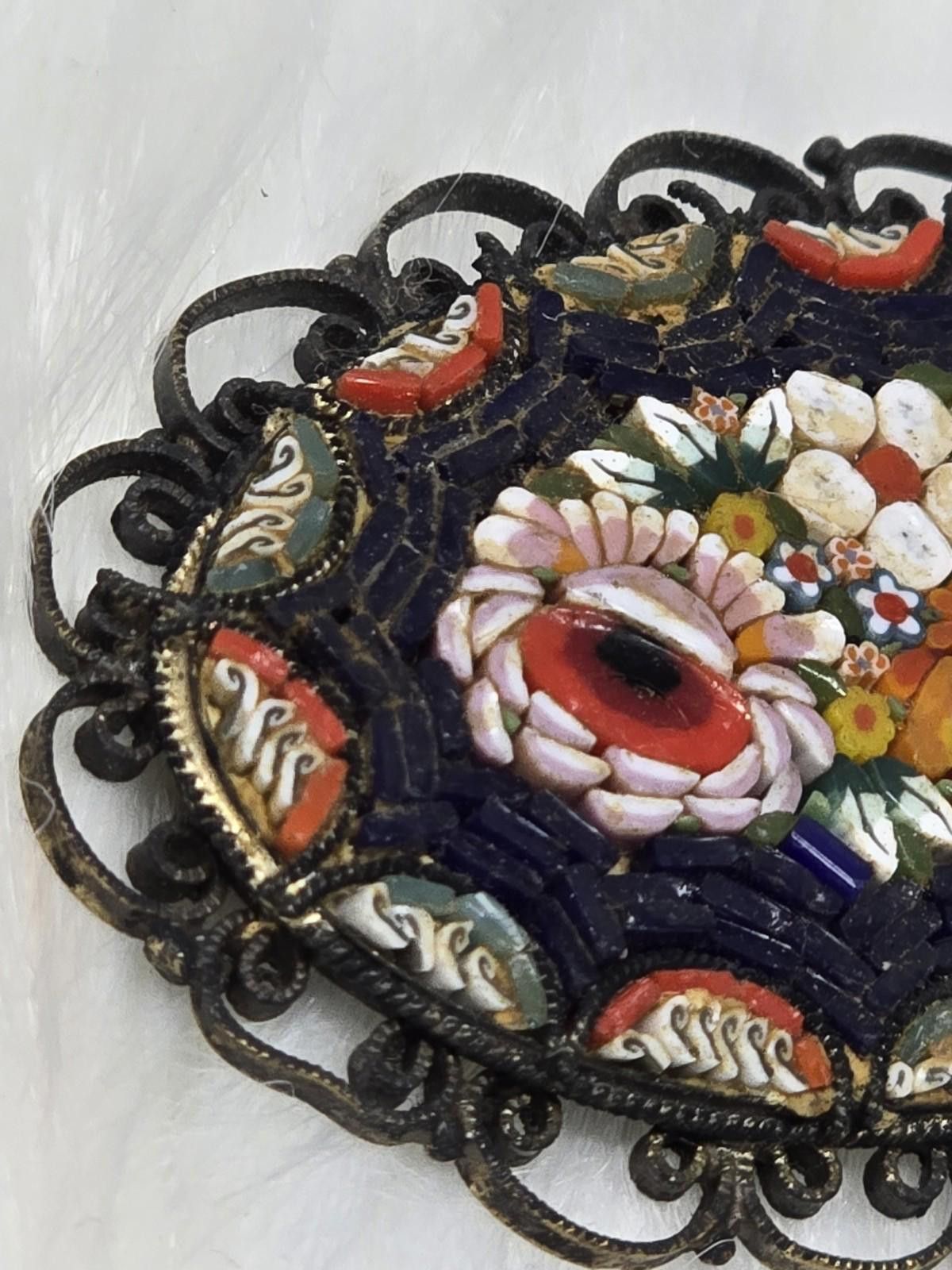 Antique Rivet Antique Italian Micro Mosaic Millefiori Floral Brooch Pin Size ONE SIZE - 7 Thumbnail