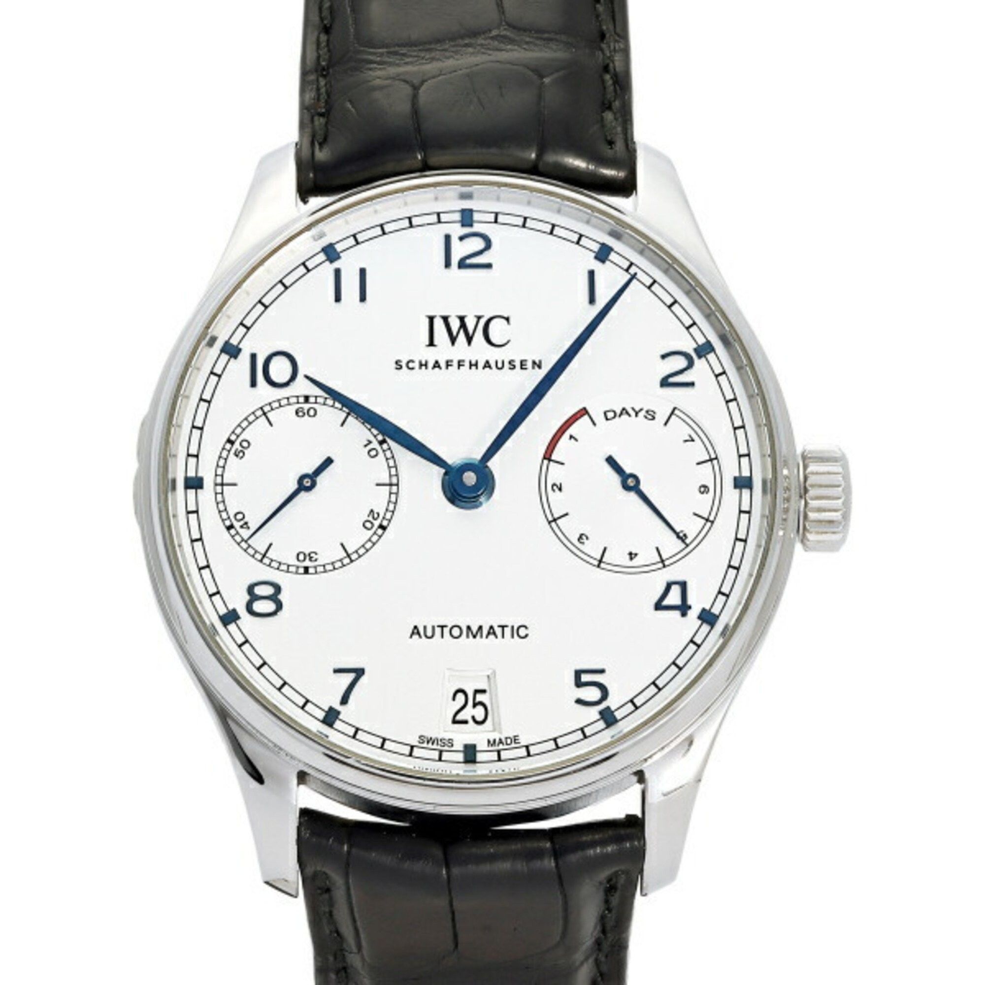 image of Iwc Schaffhausen Iwc Portugieser Automatic Iw500705 Silver Dial Watch Men's