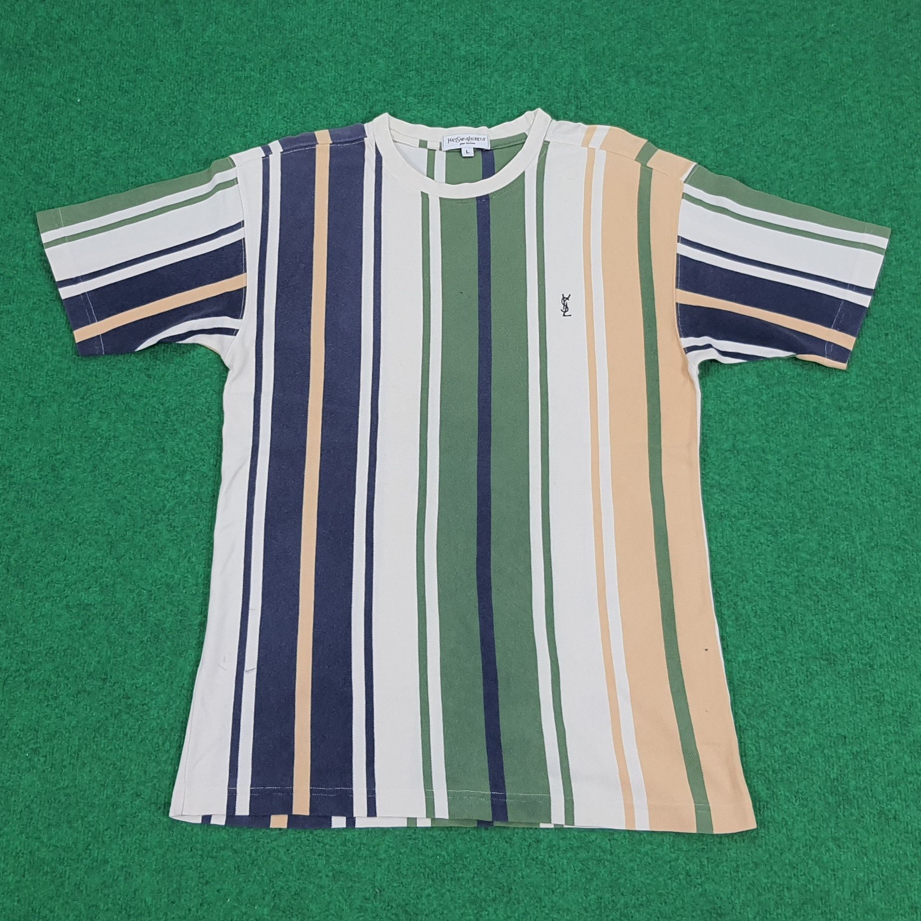 Vintage × Yves Saint Laurent Vintage Yves Saint Laurent YSL Striped Tshirt Size US M / EU 48-50 / 2 - 1 Thumbnail