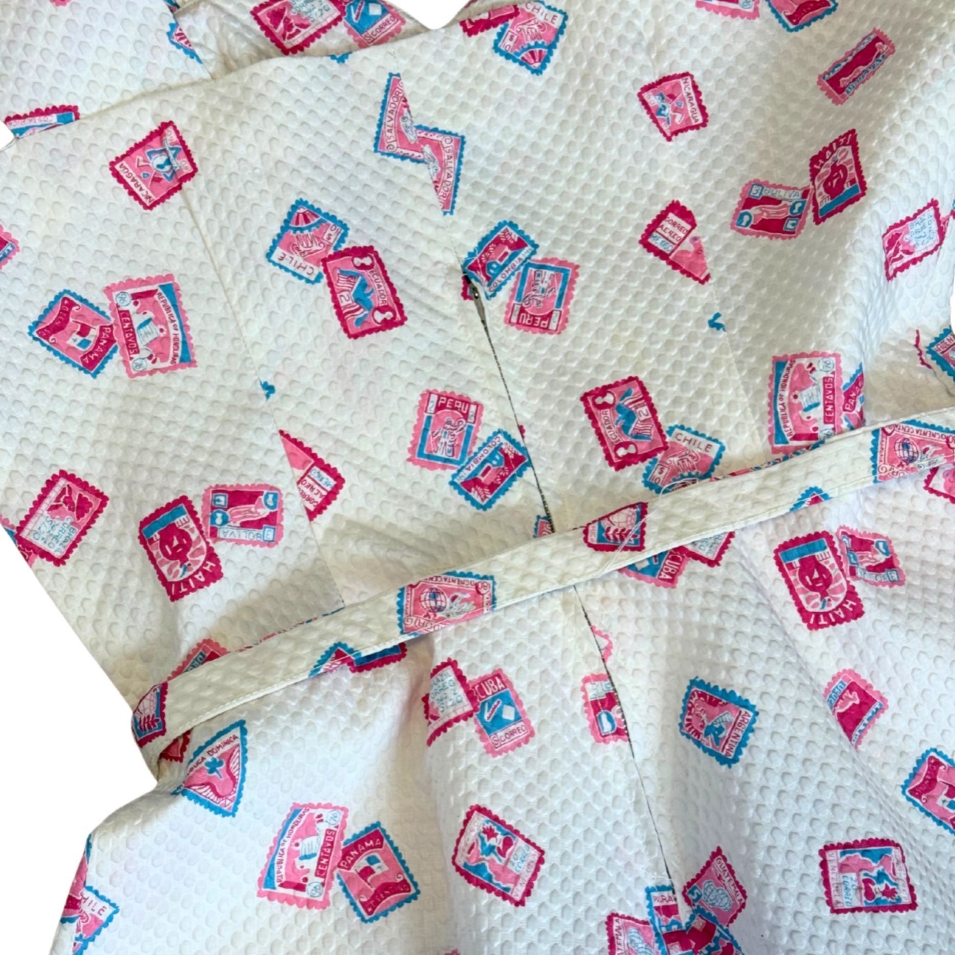 Vintage VINTAGE Shirley Lee Postage Stamp 50s White Textured Dress N Size M / US 6-8 / IT 42-44 - 8 Thumbnail