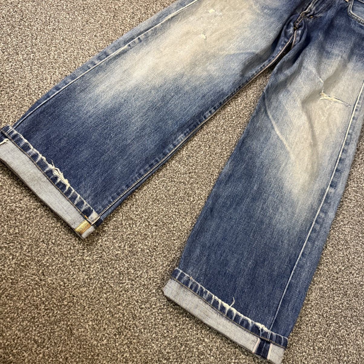 Edwin 🔥🇯🇵 Japanese Distressed Selvedge Edwin 505 Aging Faded Denim Size US 29 - 8 Thumbnail